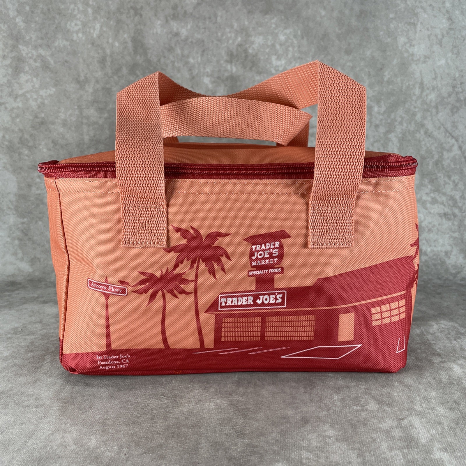 Trader Joe’s Insulated lunchbox bag- Salmon Orange Pink Pasadena, CA August 1967