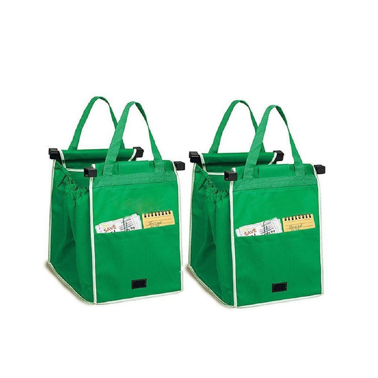 Reusable Shopping Bags Green Eco Foldable Handle Bag Grocery Cart Trolley 2,4pcs