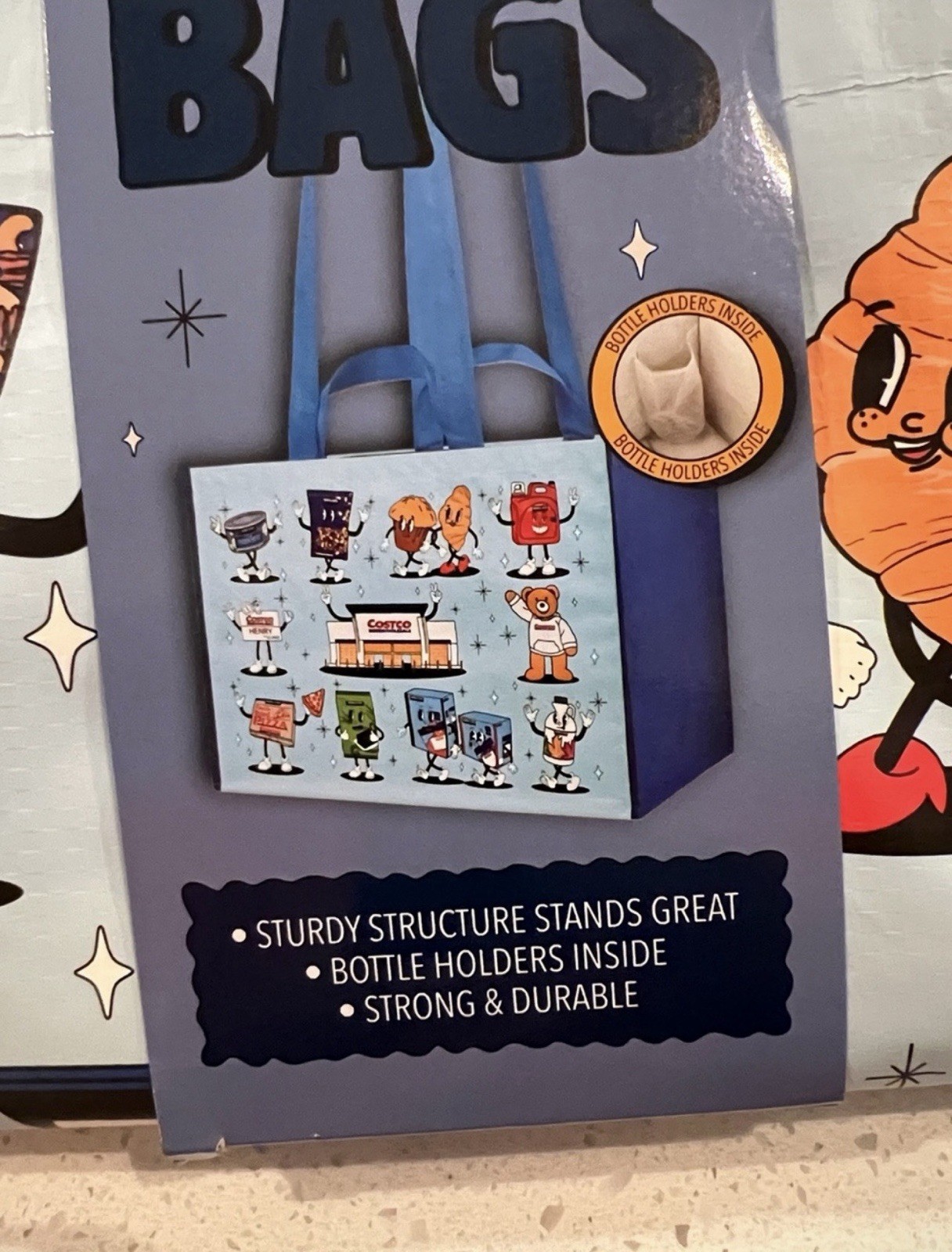 NEW! Costco KeepCool Retro Iconic Grocery Characters Reusable Shopping Tote Bag