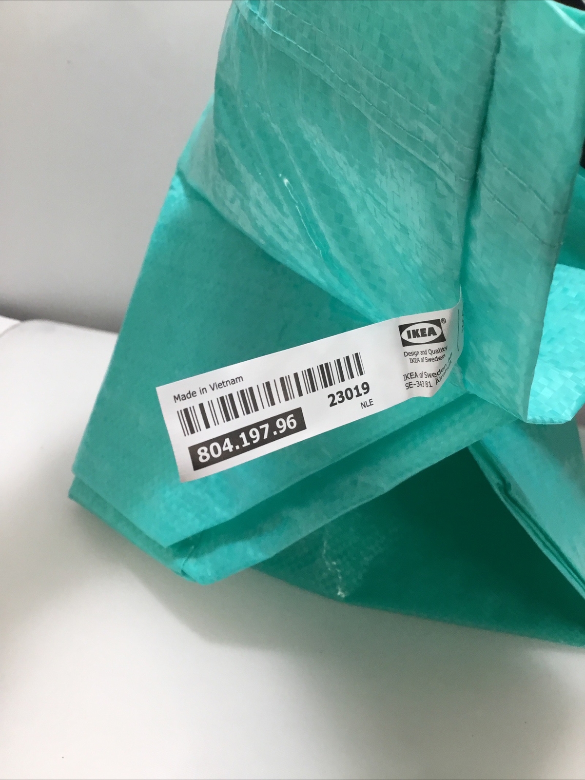 Ikea Frakta Slukis Large Reusable Grocery Laundry Teal Bag 21x14x13 – NEW