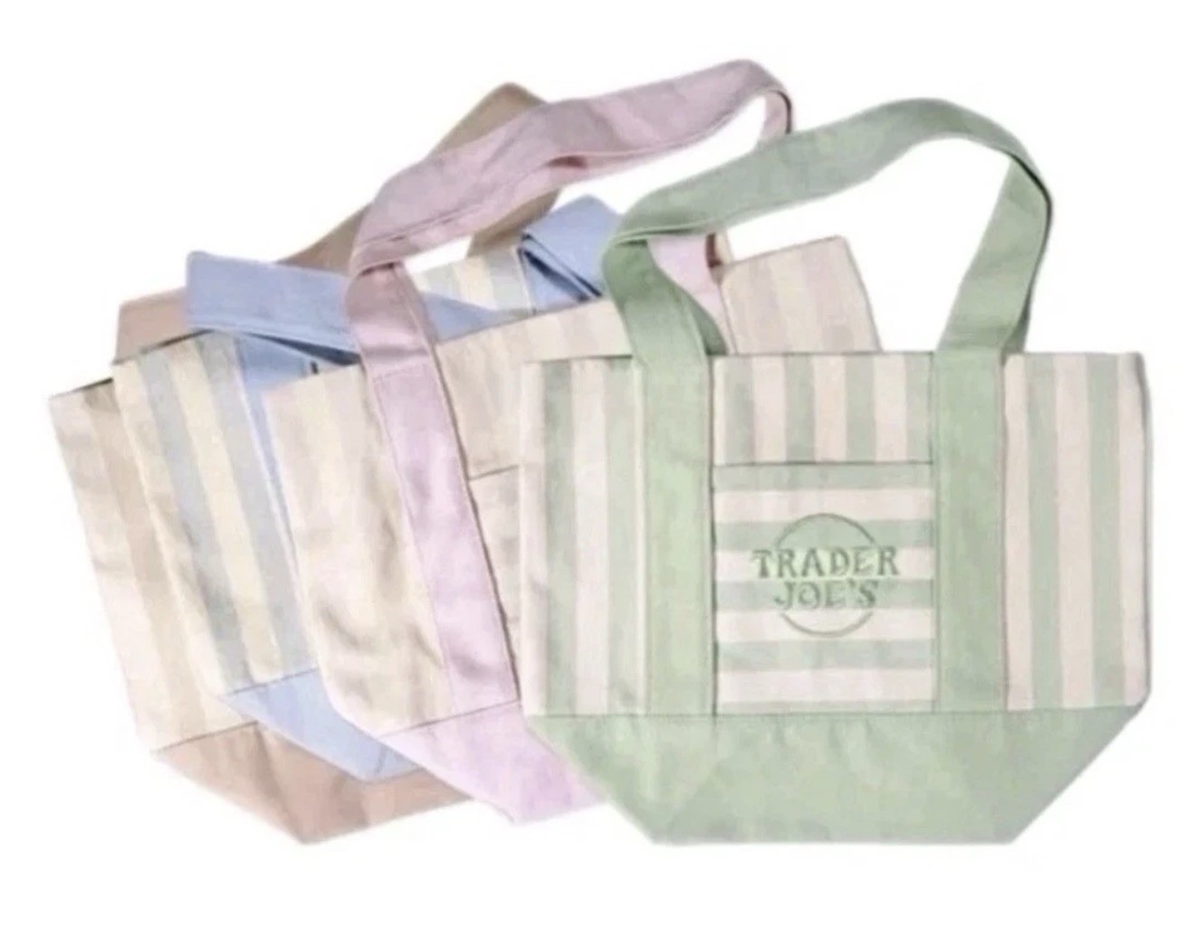 Trader Joe’s Mini Pastel Stripe Canvas Tote Bag Limited Edition Set Of 4