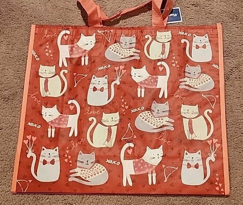 Marshalls Fancy Valentine’s Day Cats – Large Reusable Shopping Tote Eco Bag