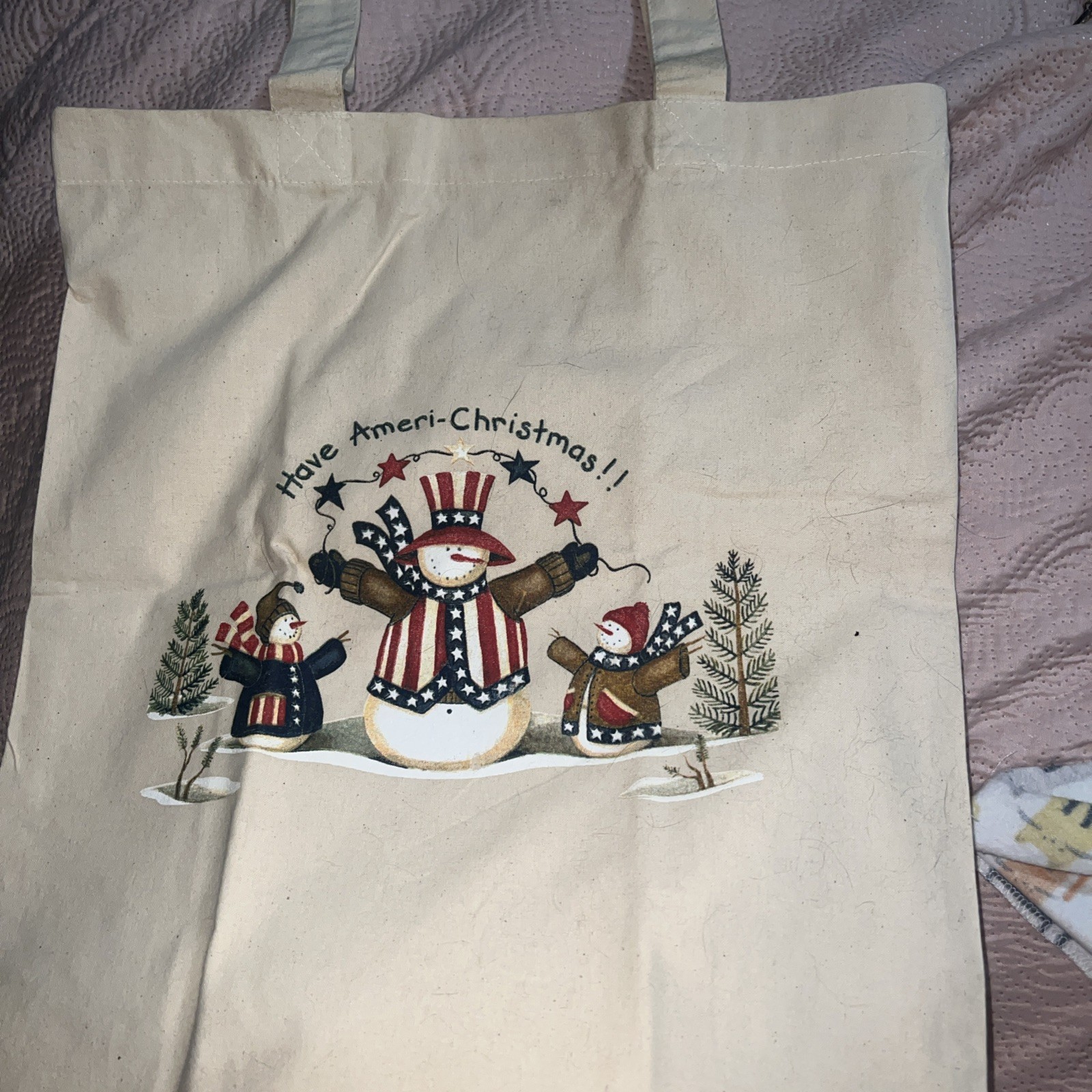 CafePress Have Ameri-Christmas!! Cream Color Cotton Tote/shopping Bag 14.5×15.5