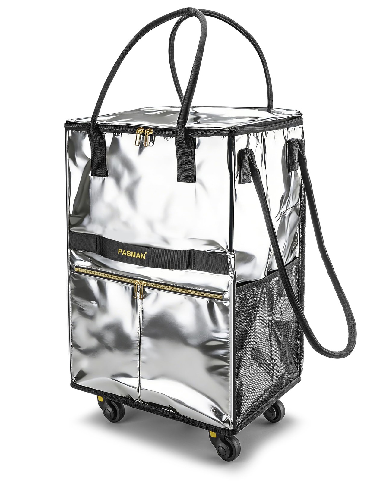 Reusable Grocery Bag on 5 Wheels, Foldable Rolling Tote Bag with Handle and Z…