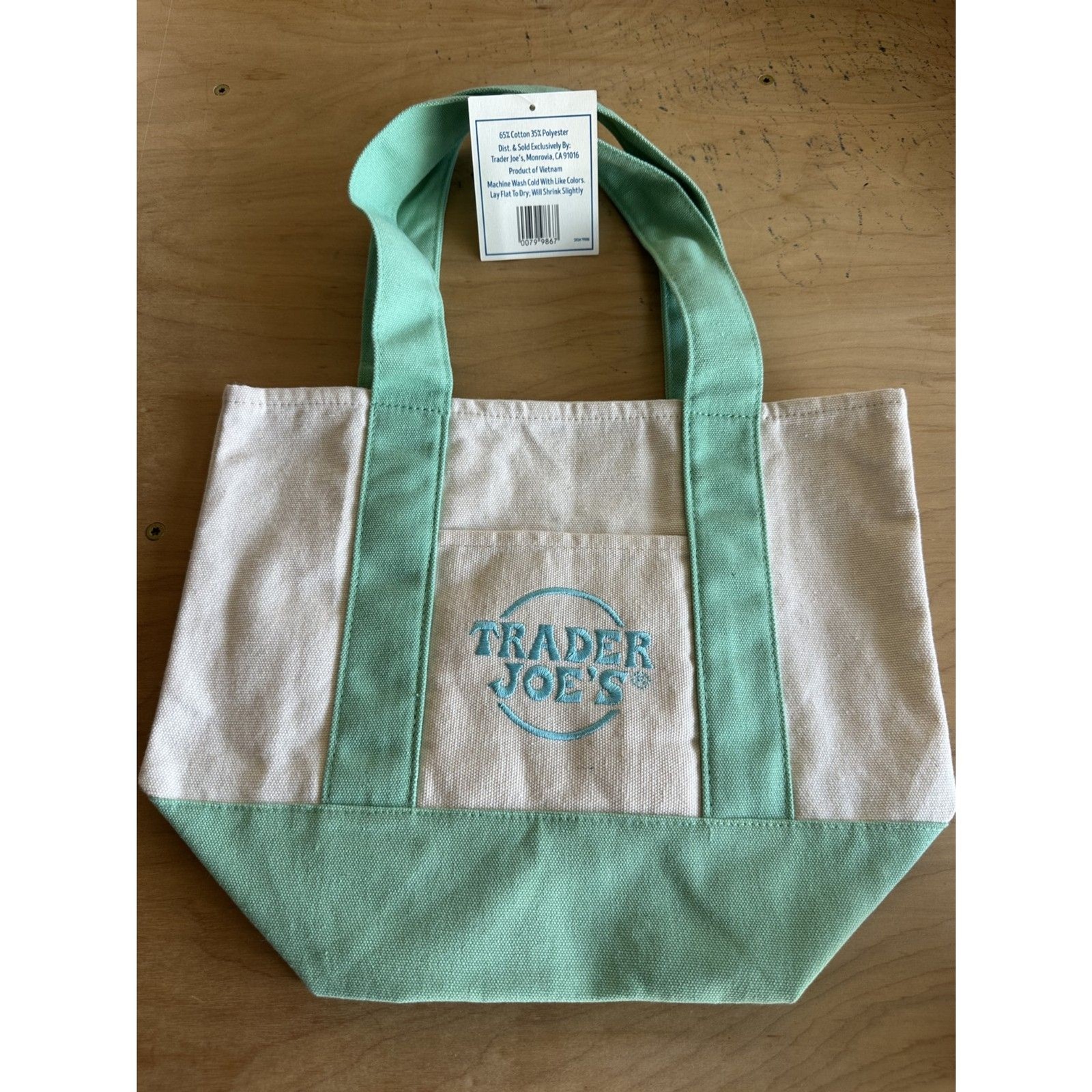 Trader Joe’s Pastel Green Mini Tote Canvas Viral Limited Release NWT