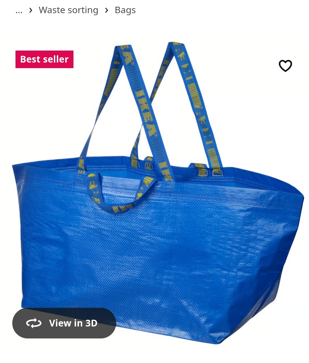 IKEA FRAKTA Large Blue Shopping Bag 19 Gallon Reusable Storage Tote Laundry