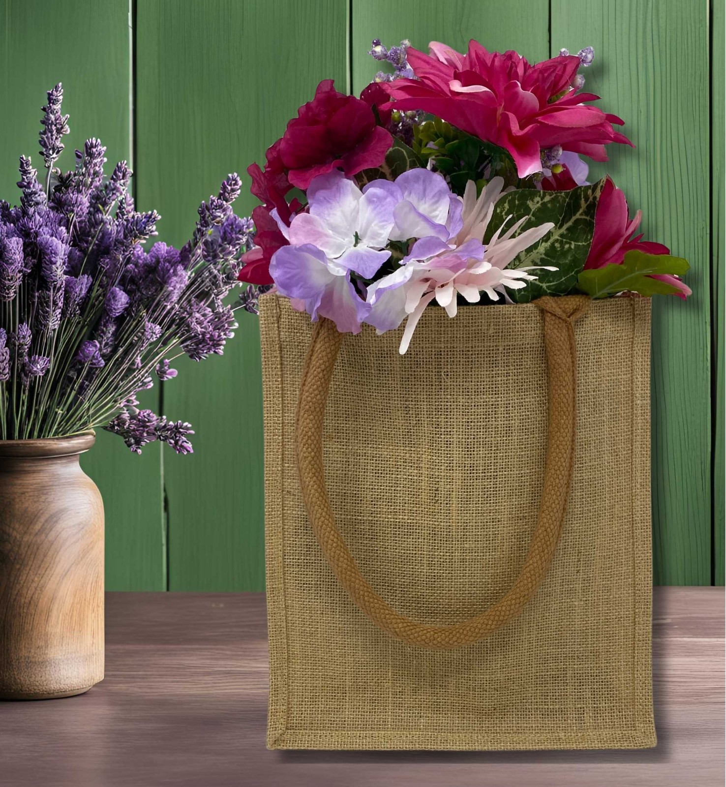 10 Pack Jute Burlap Tote Bags with Handles (11 x 9.5 in) DIY Art Blank Beach
