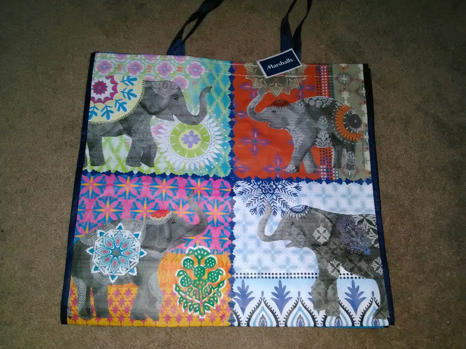Elephant Reuseable Tote Bag! Brand New! Marshalls Brand! 18 1/2 x 17 1/2
