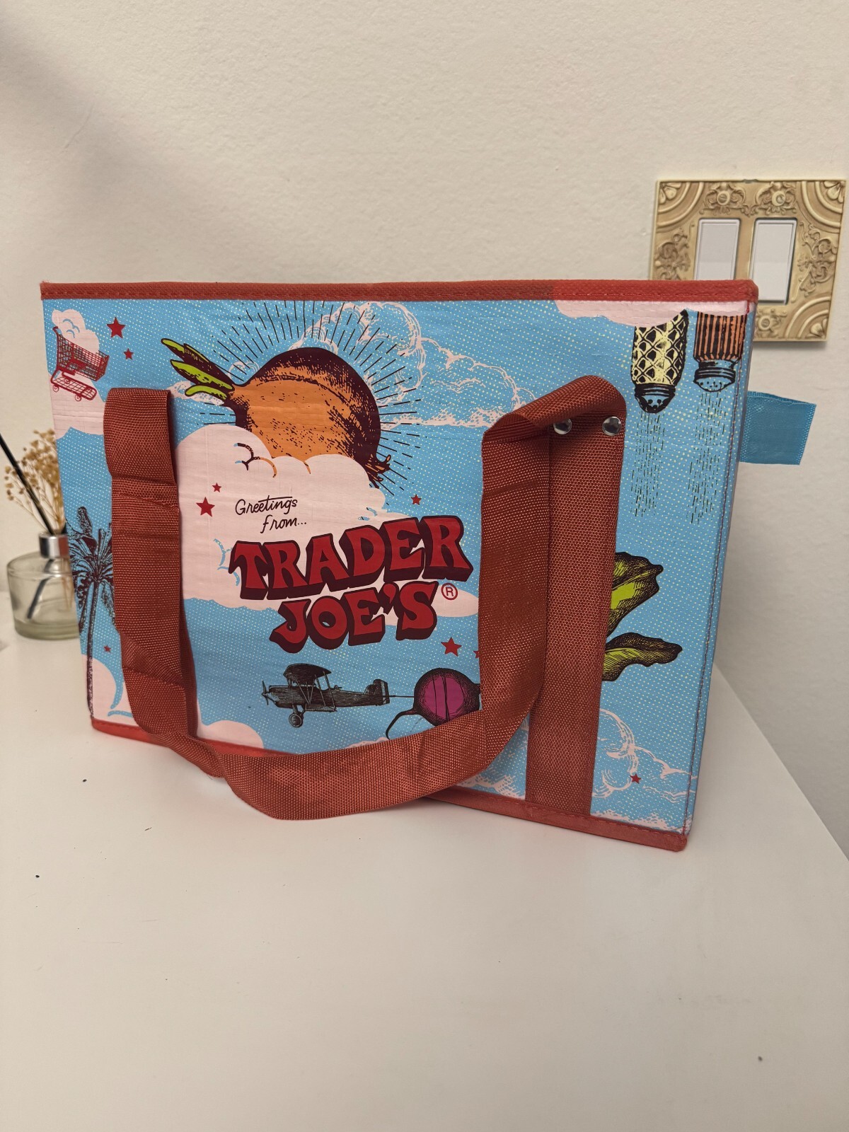 Trader Joe’s Stand-Up Collapsible Tote Bag NEW with Tag Moon Sky Limited Edition