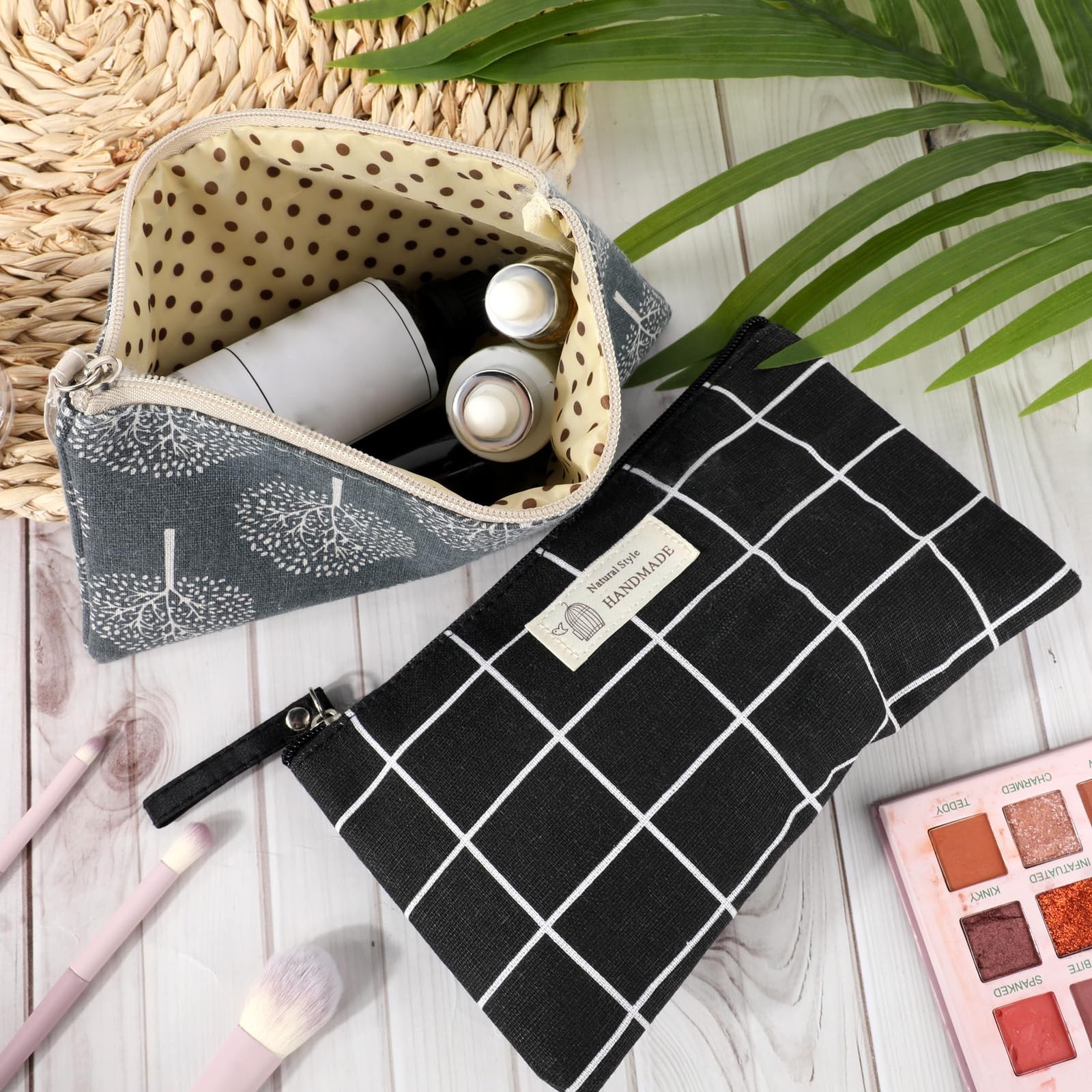 4 Pcs Canvas Cosmetic Bags 22 x 14 cm/8.7 x 5.2 inches, multicolor
