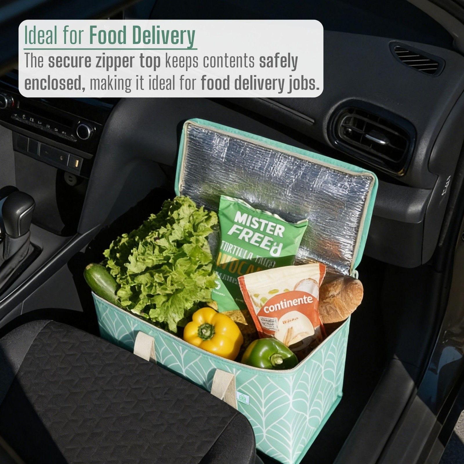 3 PCS Large Evergreen Insulated Cooler Reusable Grocery Shopping Bag Lid