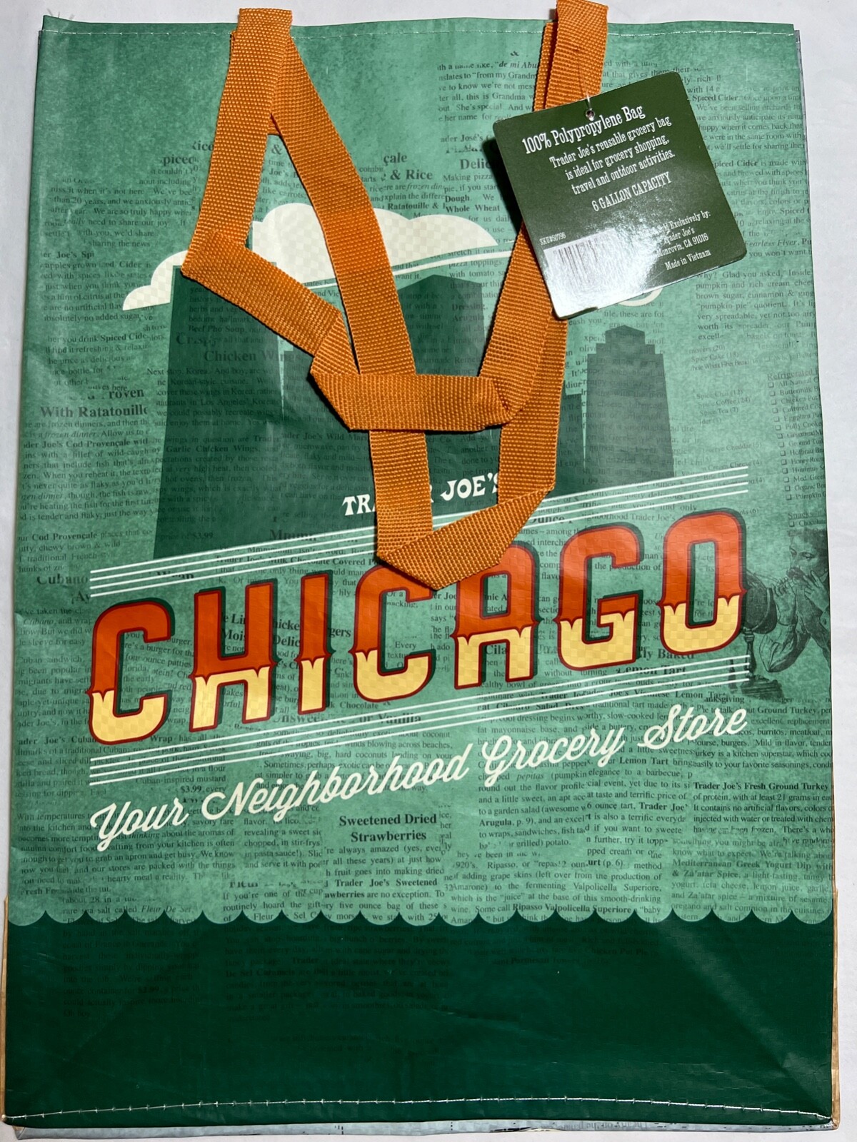 Trader Joe’s Chicago reusable ECO Shopping Bag Tote NWT