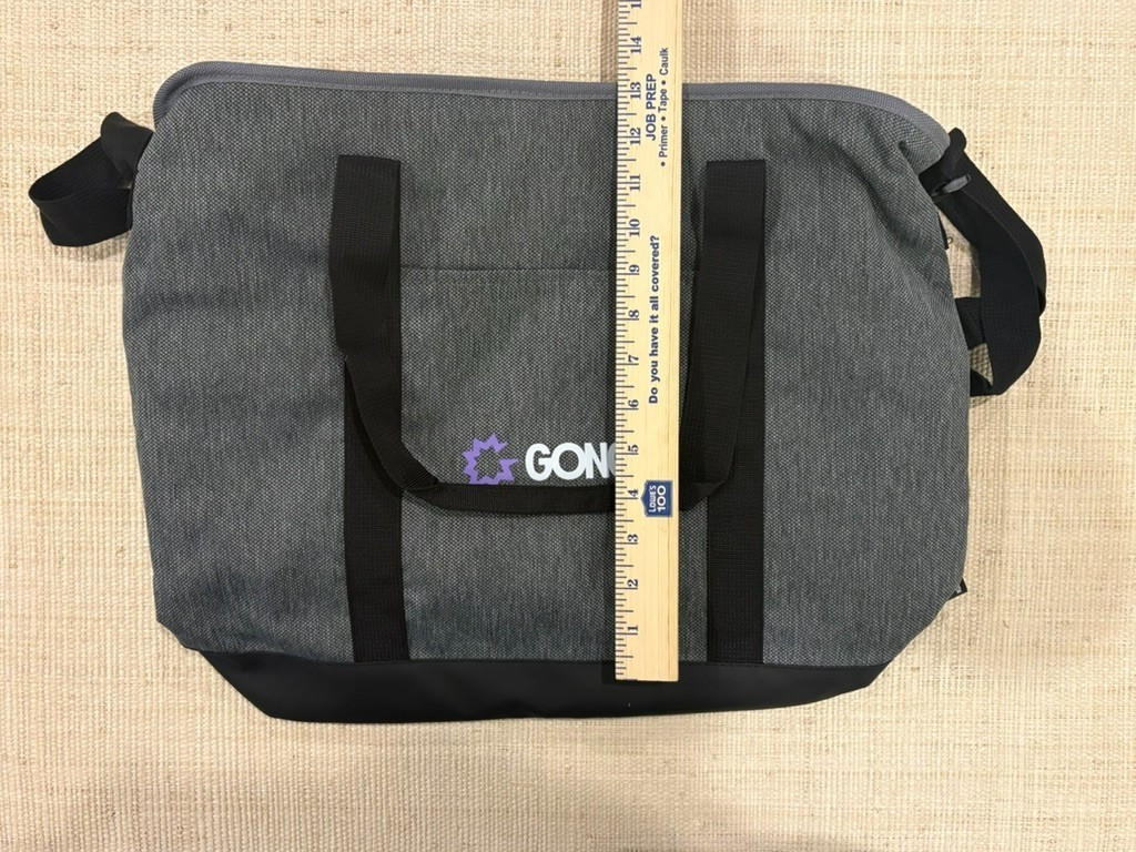 NWOT Gray Insulated Large Tote Cooler Bag Reusable 8 Gallon Shoulder Strap Logo