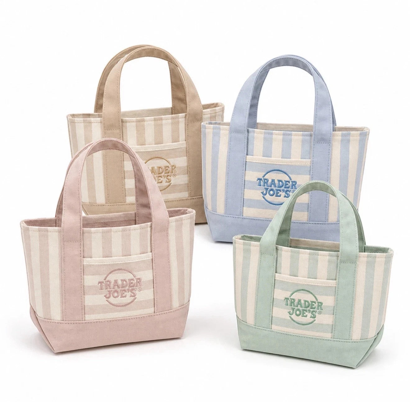 Trader Joe’s Mini Pastel Stripe Canvas Tote Bag Limited Edition Set Of 4 2026