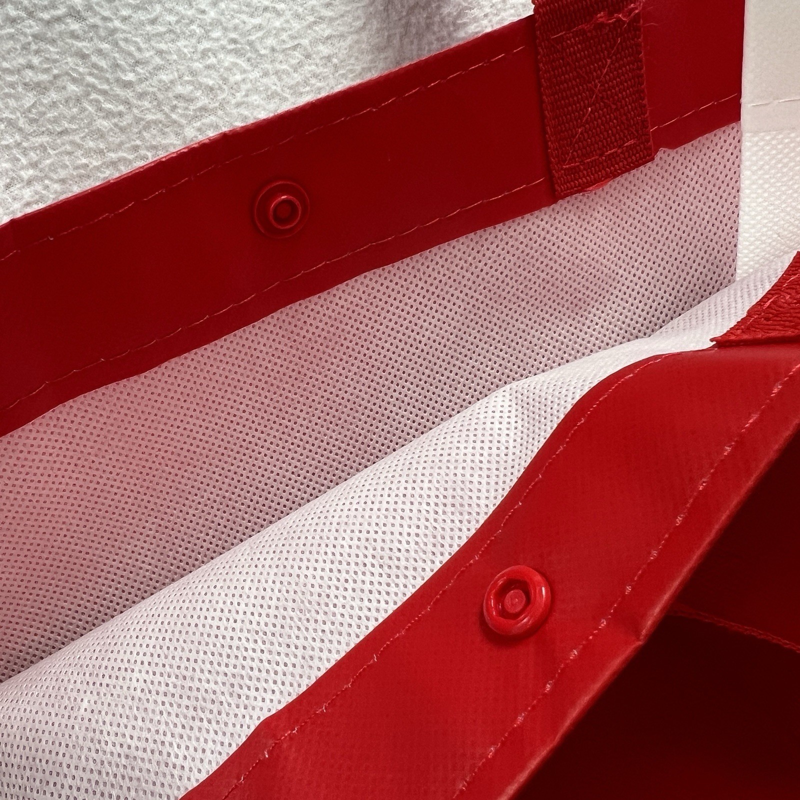 Lululemon Red White Logo Large Eco Reusable Snap Tote Bag Gym Shopping Gift