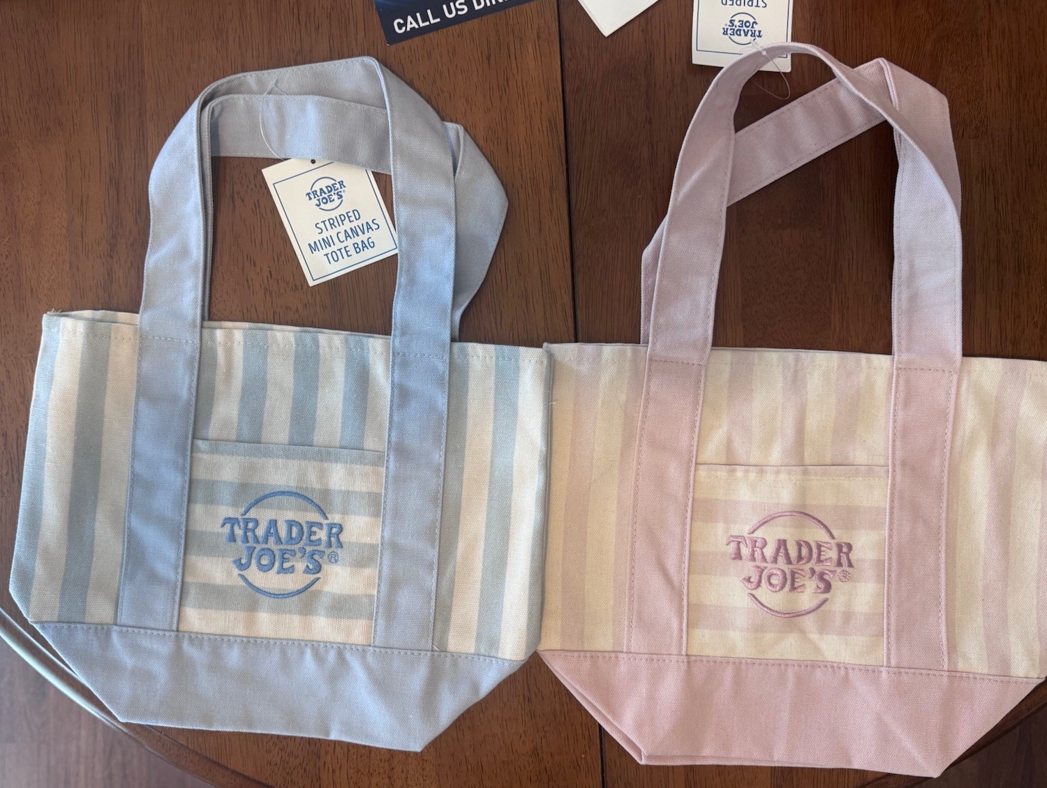 Trending NWT Trader Joe’s Pastel mini Stripe Tots Lot Of 2- Pink/Blue