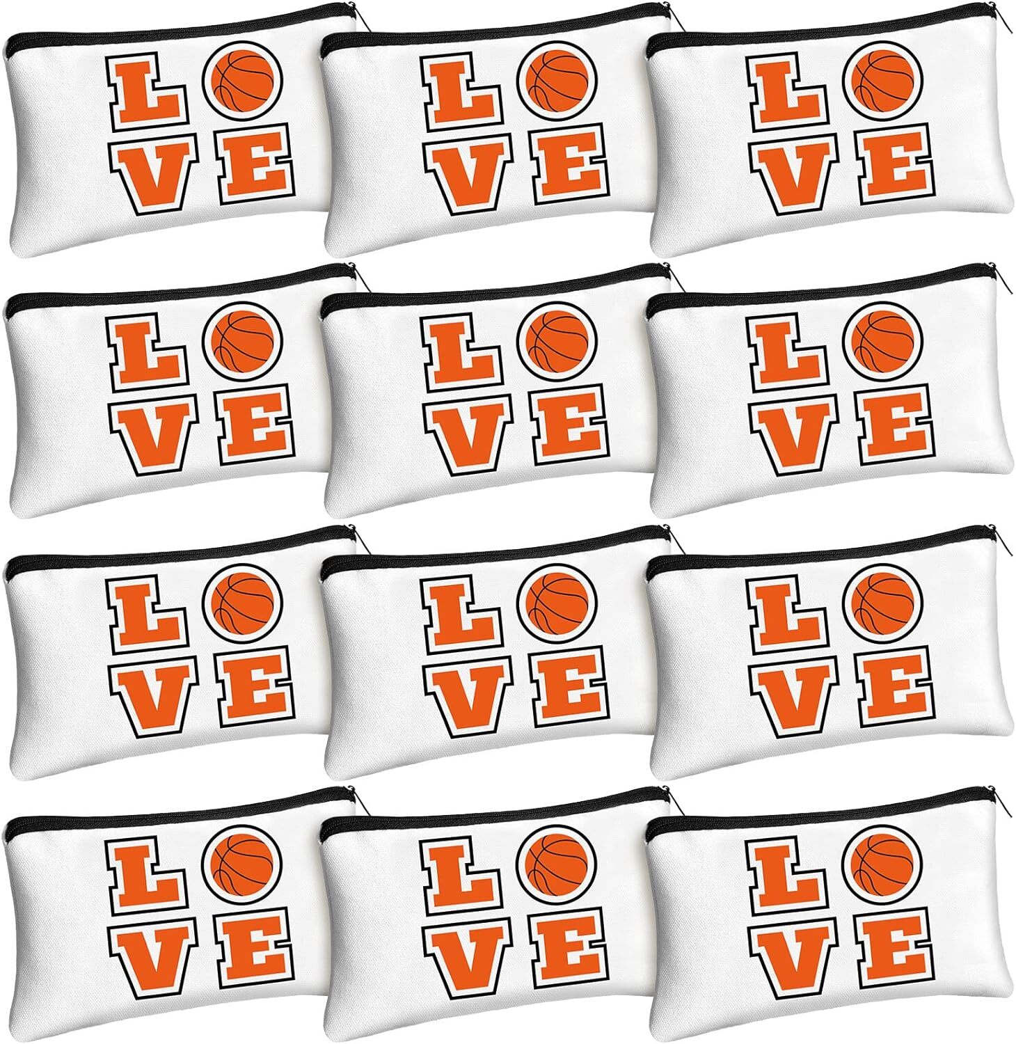 12 Pieces Basketball Makeup Bag Cosmetic with Words Travel…