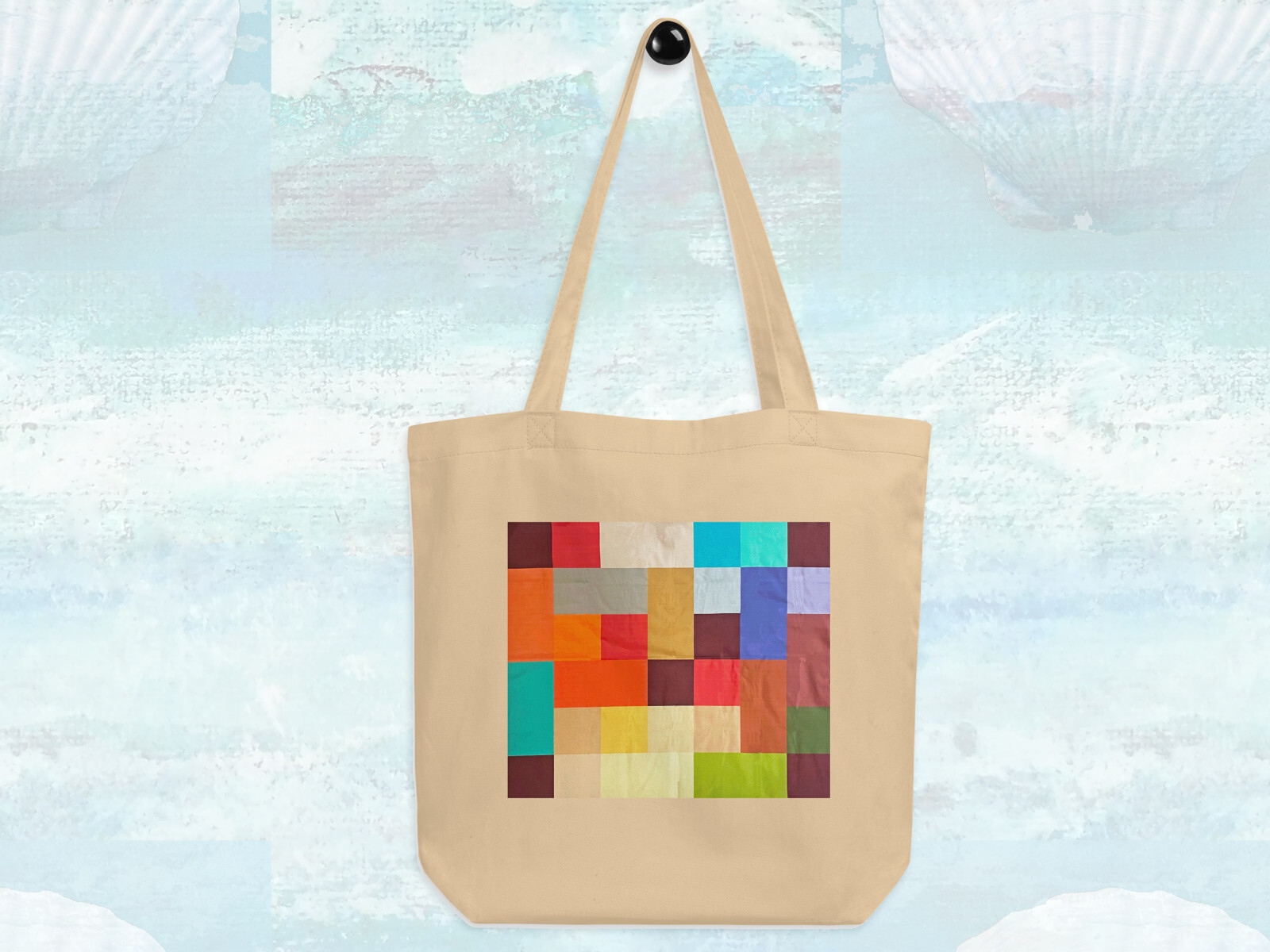 Quilt Geometry Color Blocks Tote Bag Eco-Friendly Organic Cotton Luxury Shopping