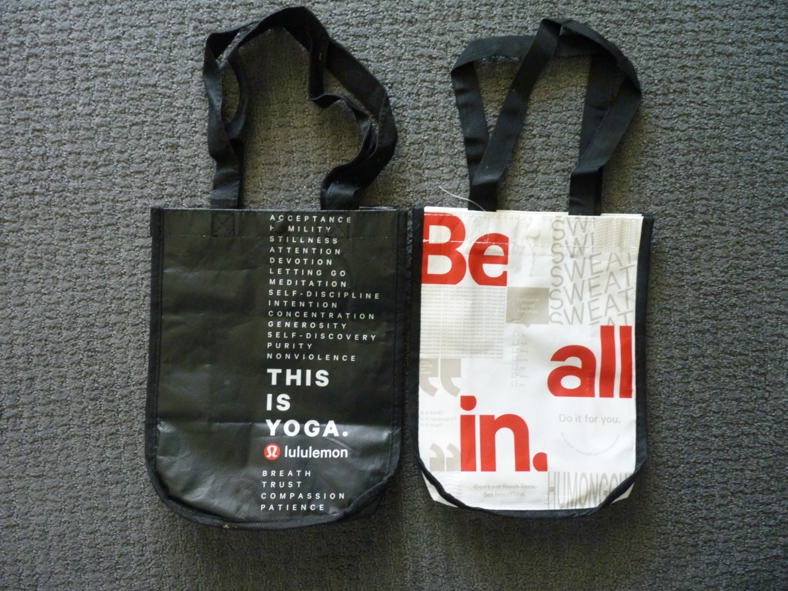 Lululemon Reusable Shopping Tote Bags (4) Small Totes Different Designs #3