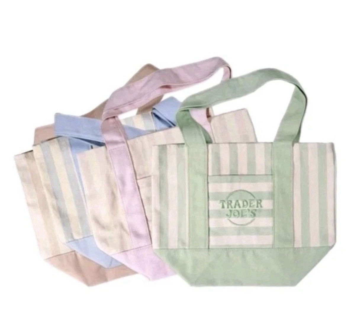 NEW! Viral Trader Joe’s Canvas Reusable Tote Bag Lot of 4 Multicolor Stripe