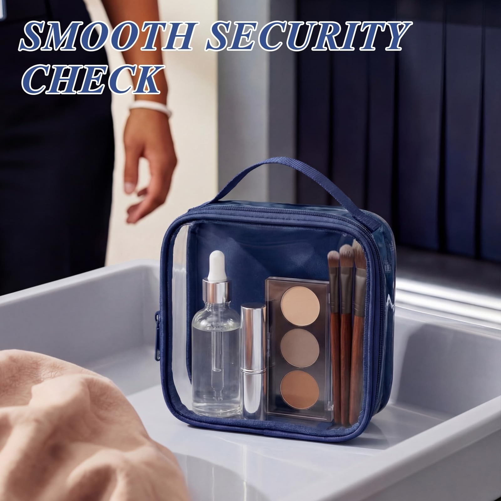 Abbylike 3 Pcs Small Toiletry Bags 6.3 x x 2.36 inches, Navy Blue