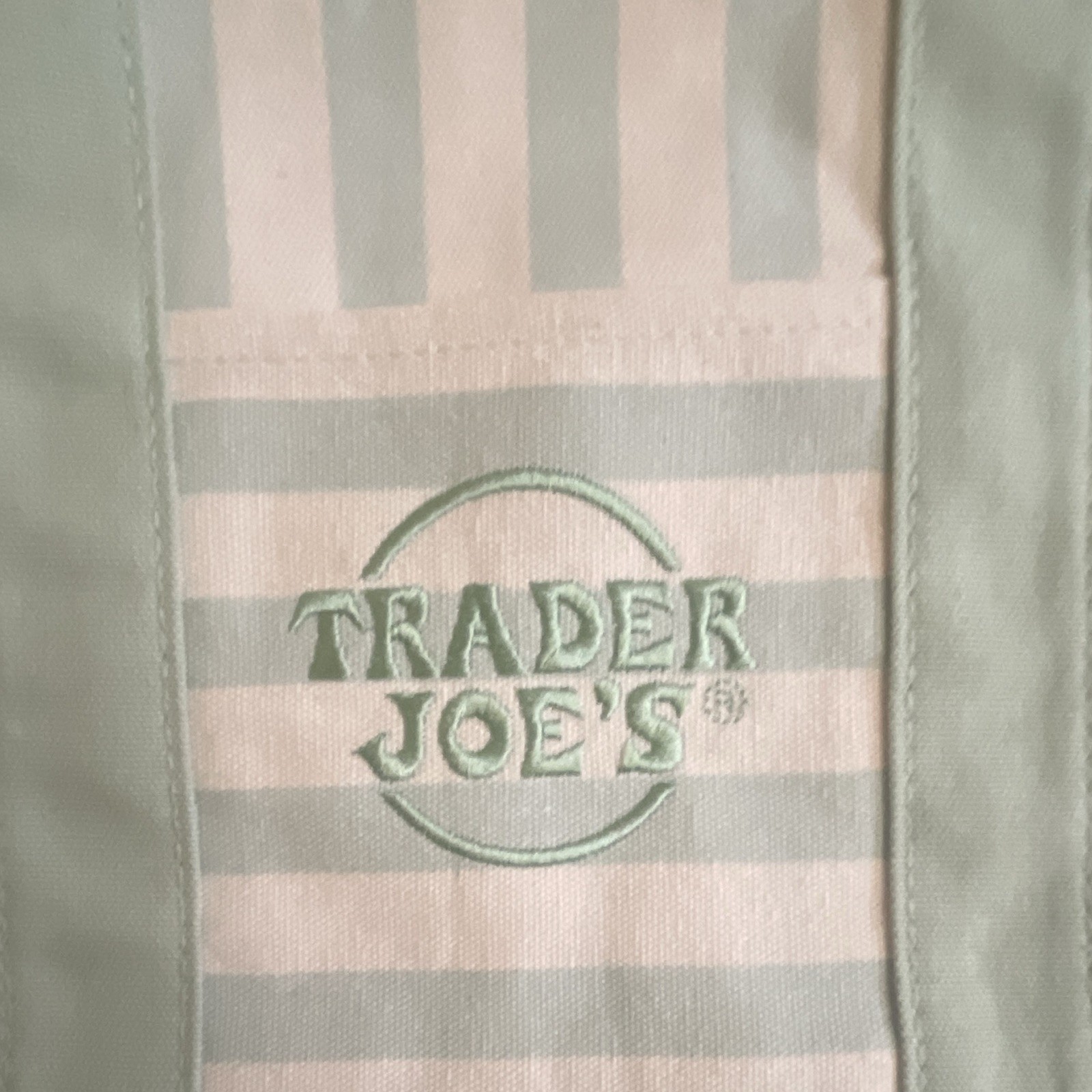 Trader Joe’s Mini Canvas Tote Bag Striped Green/White 13x6x11 in New
