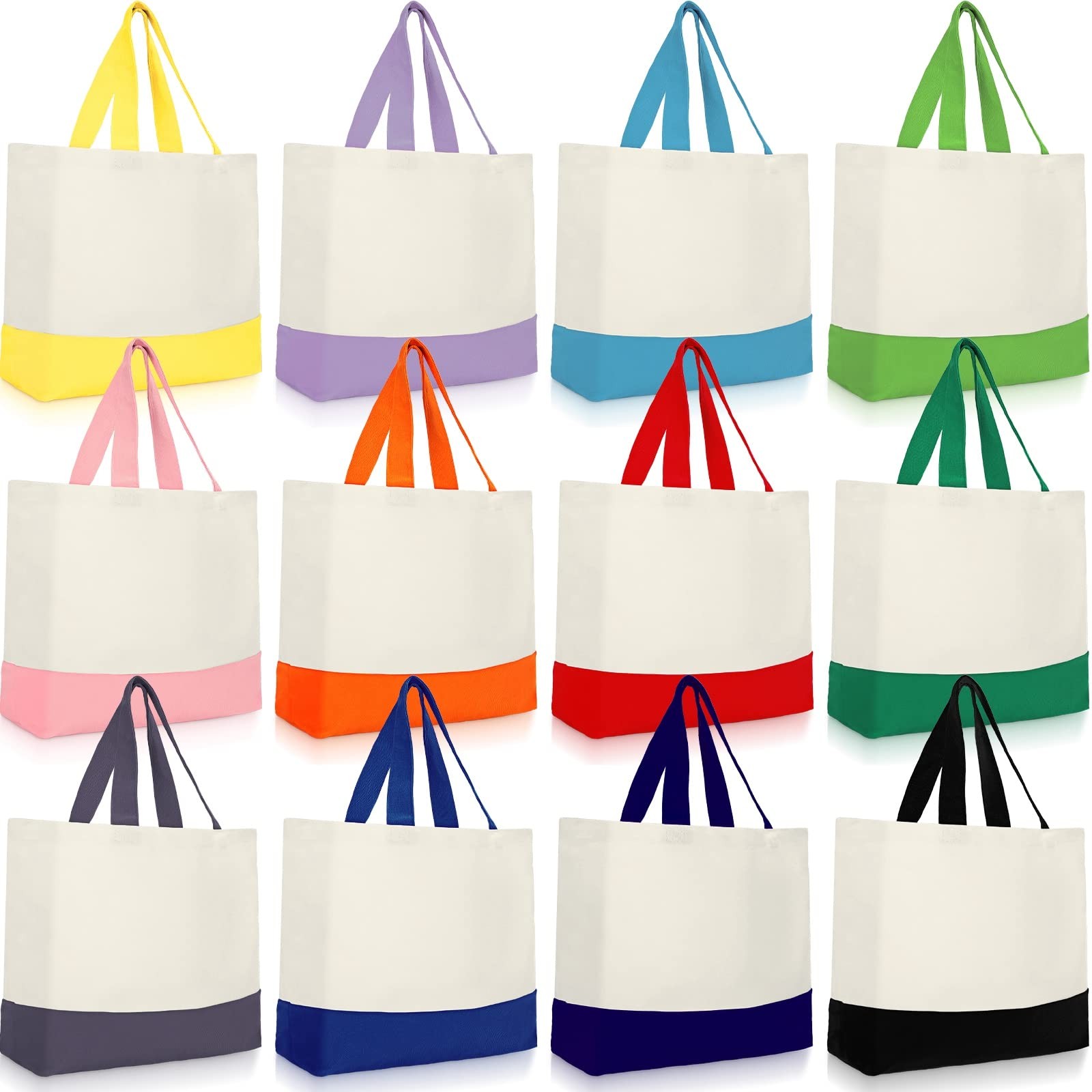 Epakh 12 Pcs Canvas Tote Bags Bulk 18.5 x 15 Inch Reusable Grocery Shopping B…