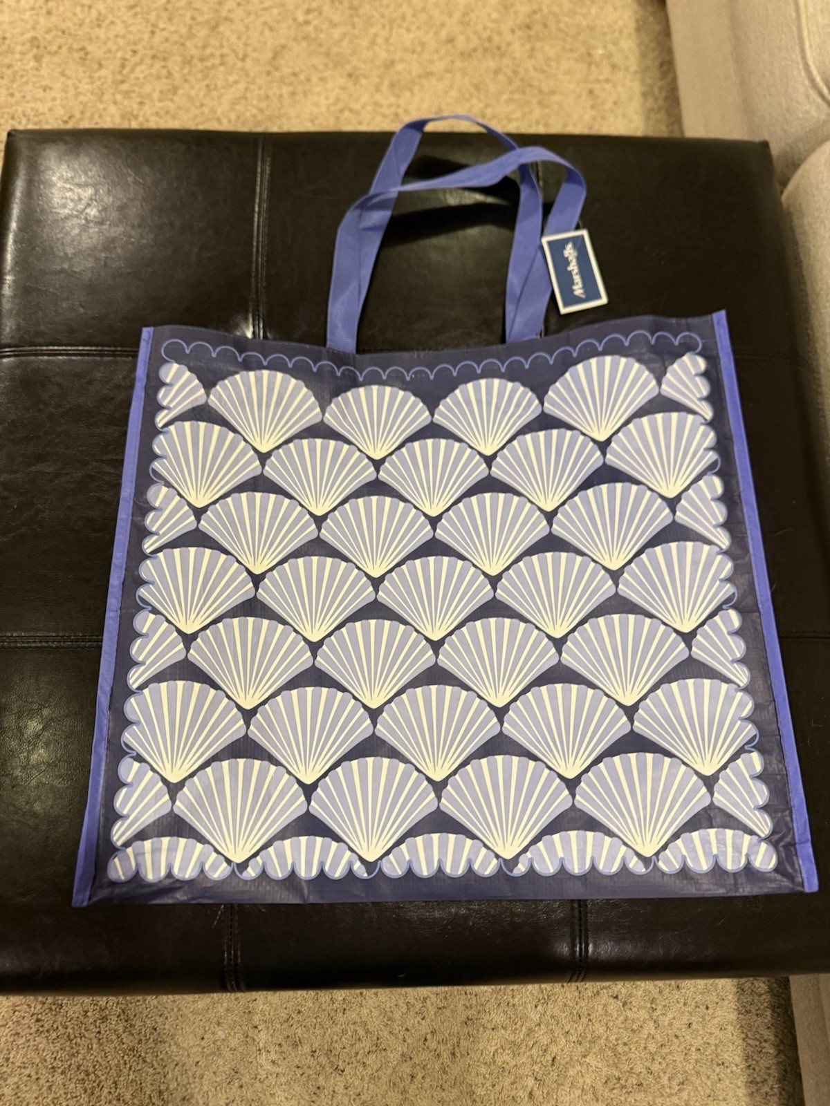 Marshall’s Blue Seashell Beach Large Reusable Shopping Bag New