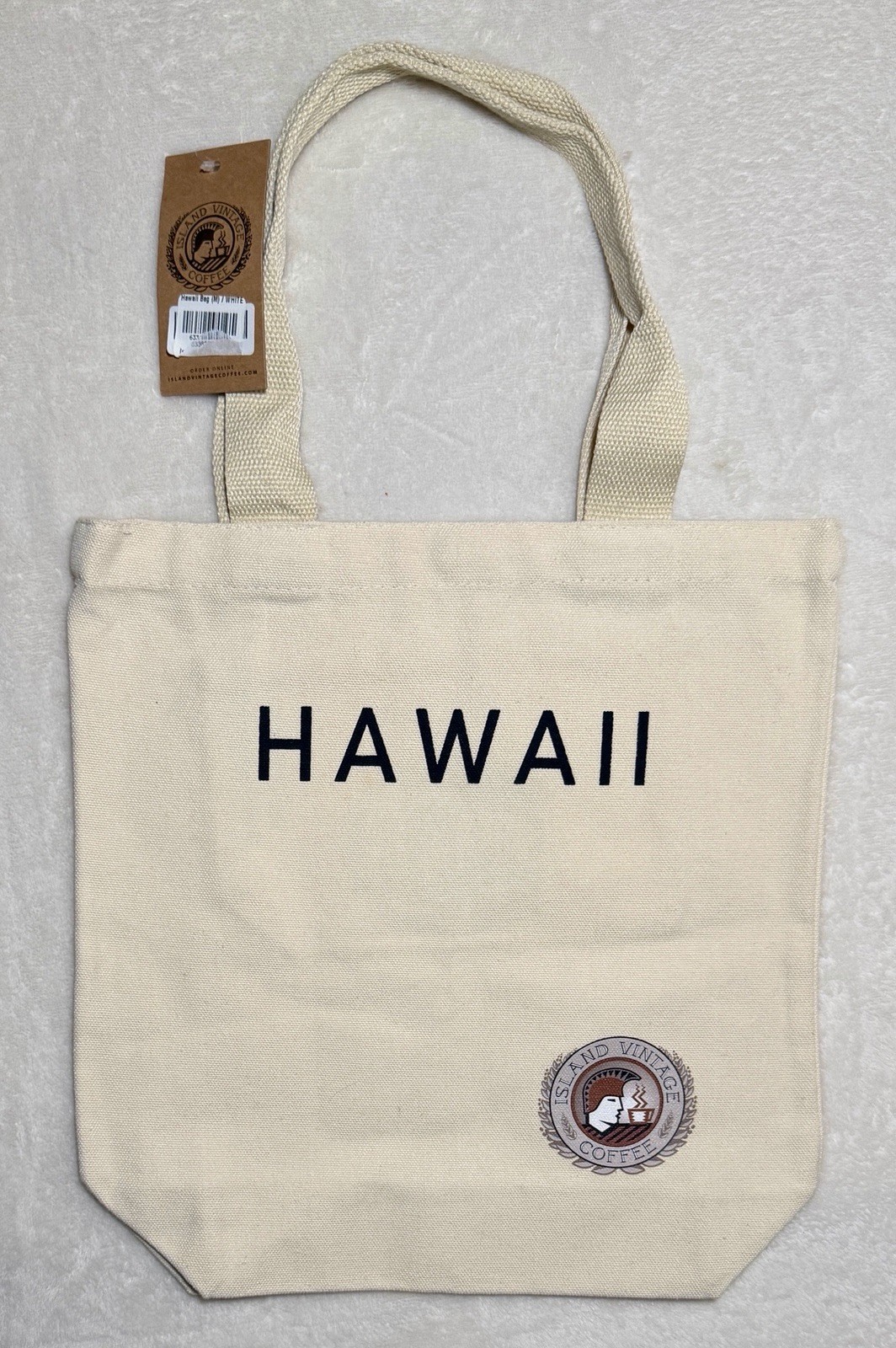 Hawaii Island Vintage Coffee Beige Canvas Foldable Reusable Shopping Bag Tote