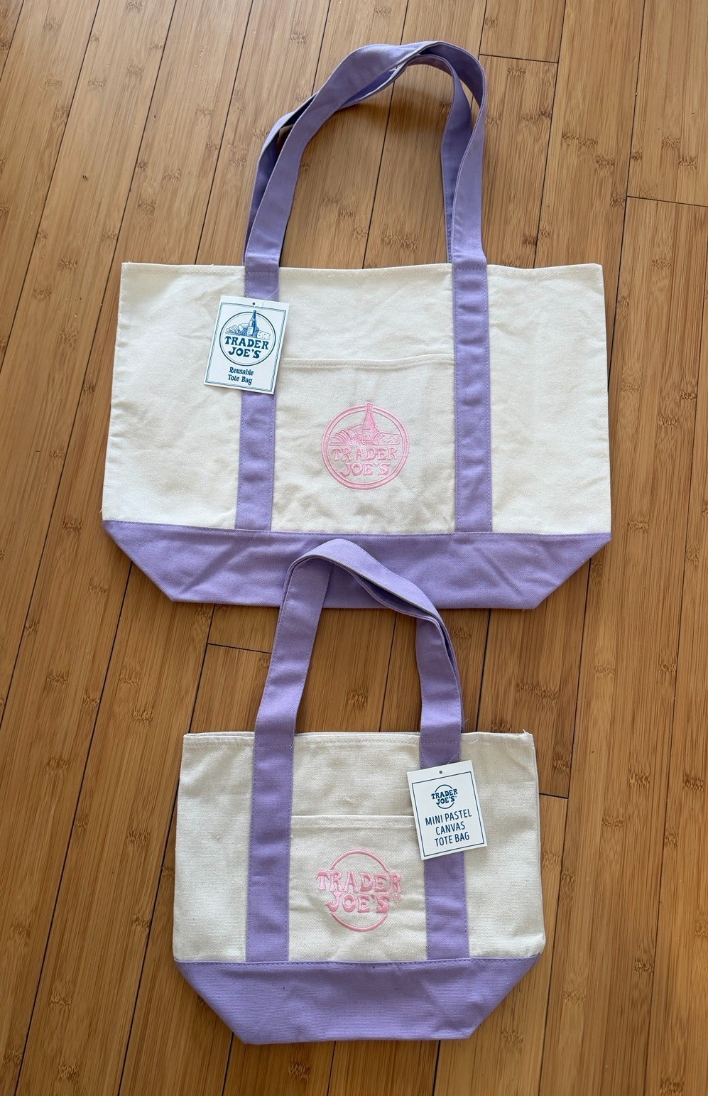 Trader Joe’s LARGE OR MINI Lavender Purple Canvas Tote Bag NEW | US STOCK