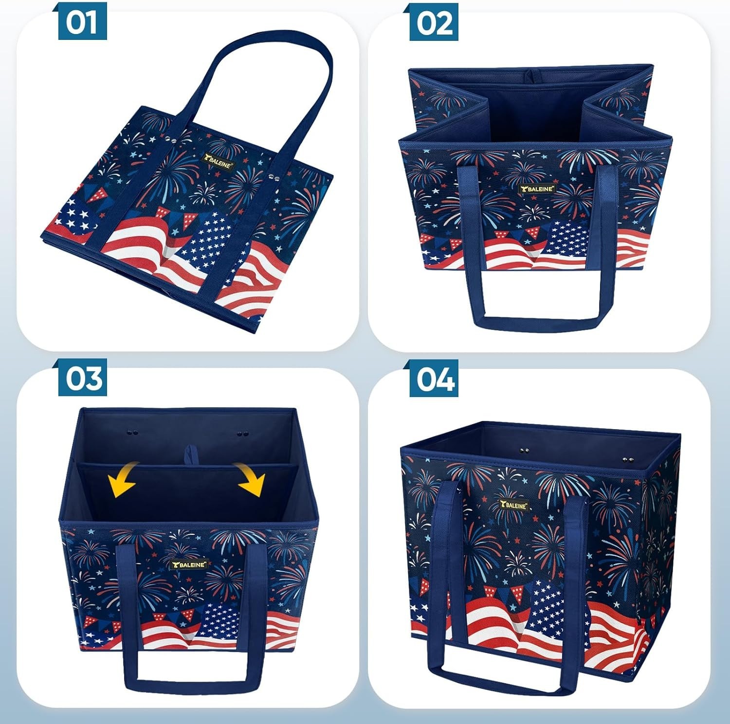 Reusable Grocery Bags Foldable Tote with Reinforced Bottom Handles Heavy Duty
