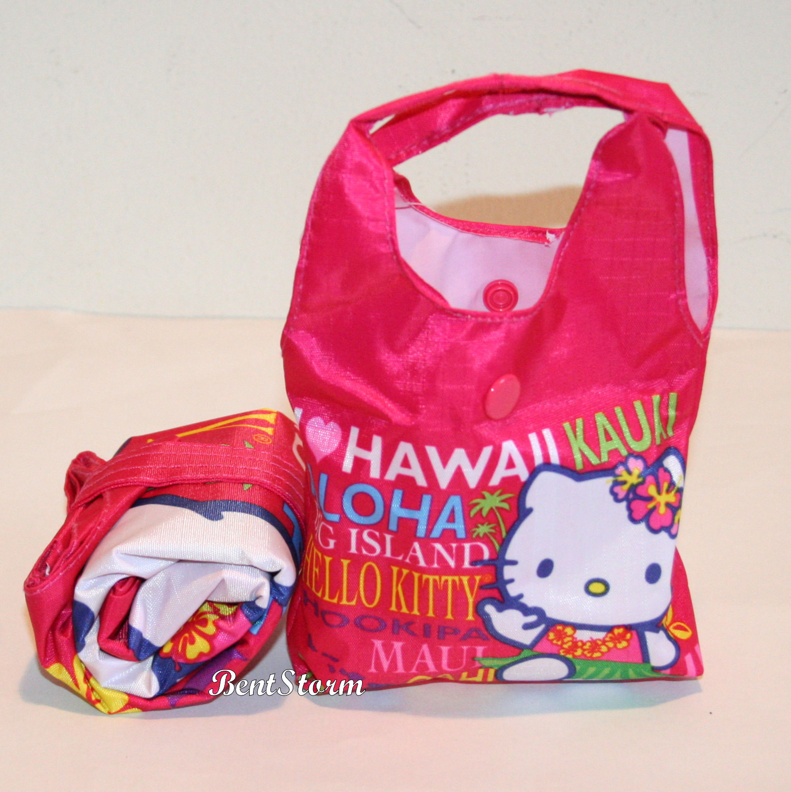Hawaii Hello Kitty Reusable Packable ECO Shopper Tote Bag 14″x 11 1/2″ RED NWT