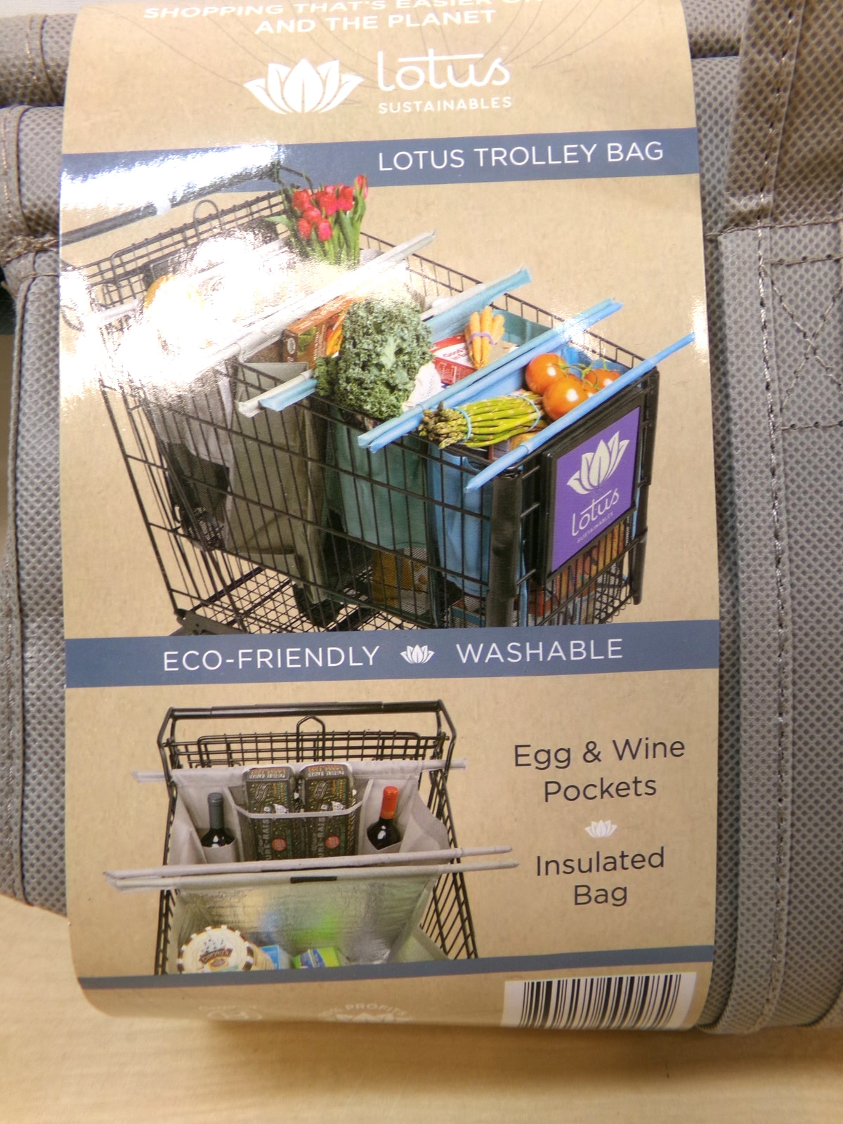 Lotus Original Trolley Handled Reusable Insulated Shopping Bags 4 Pack New