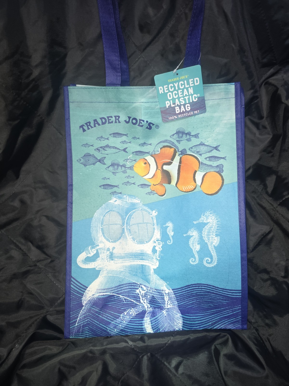TRADER JOE’S ECO Reusable Shopping Grocery Bag – OCEAN/MARINE LIFE Themed NWT