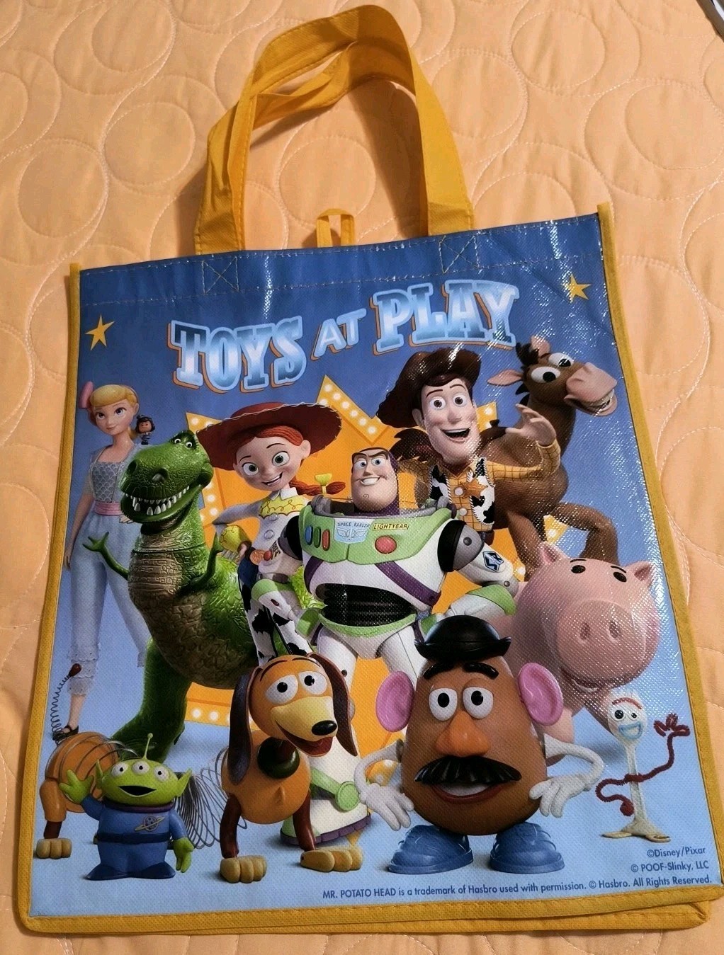 Disney Toy Story Yellow Shopping/Gift Tote Bag with Handles NWOT Free Shipping!