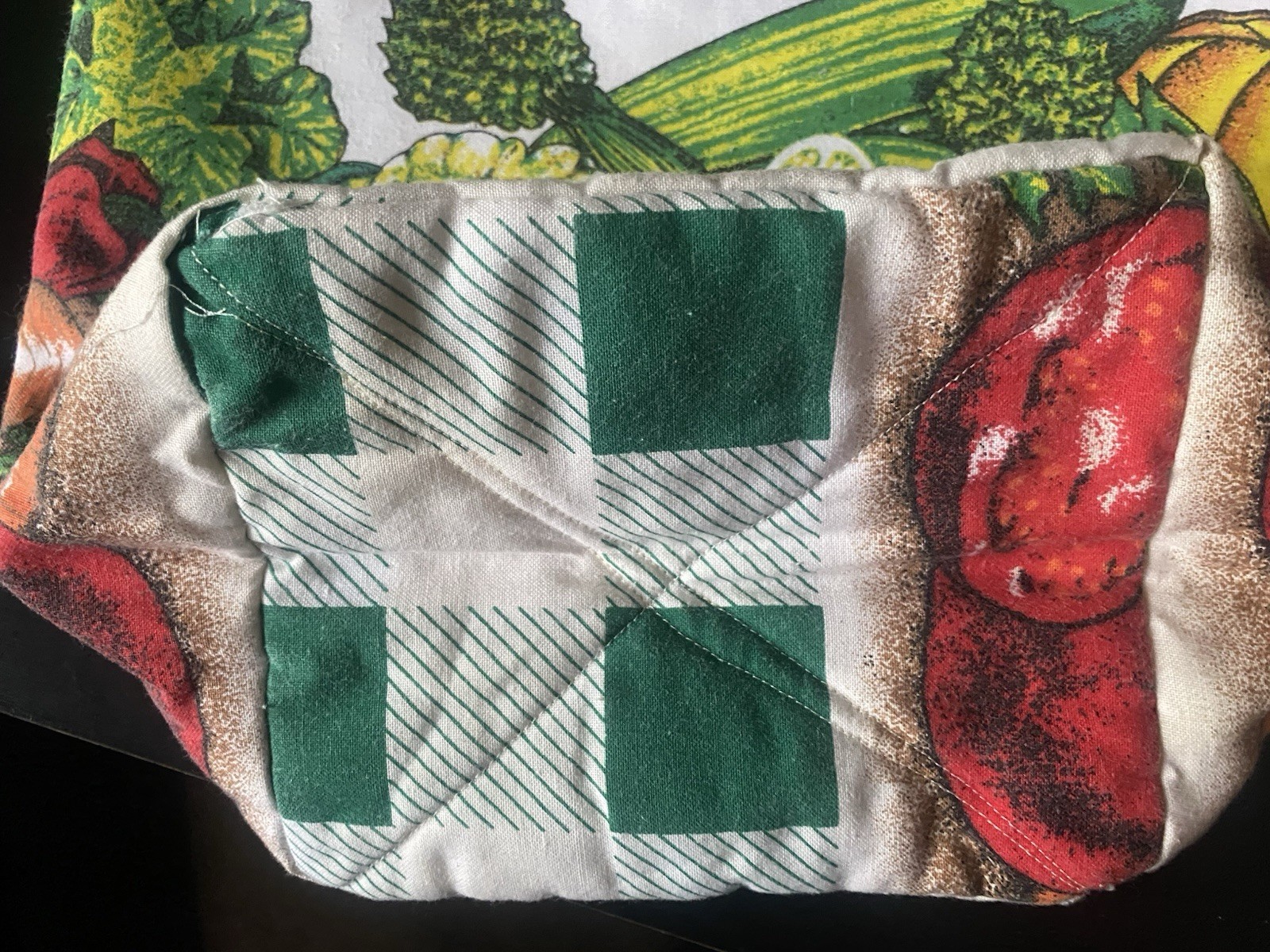 Canvas Drawstring Reusable Shopping Bag Vegetable Print Medium 12x15x5 in