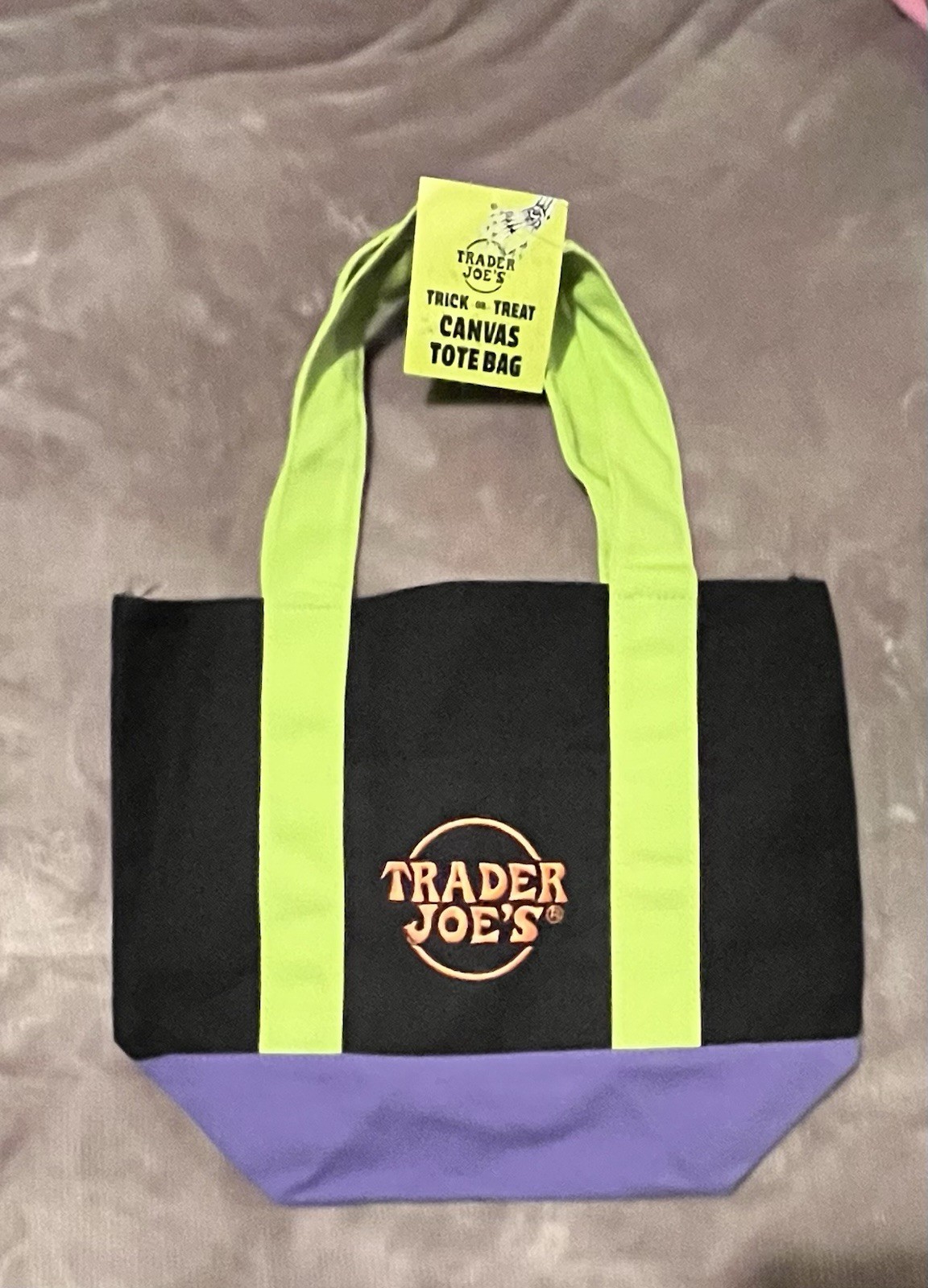 Trader Joe’s Mini Insulated Bag Green &Mini Canvas Tote Halloween Bag Set Of 2