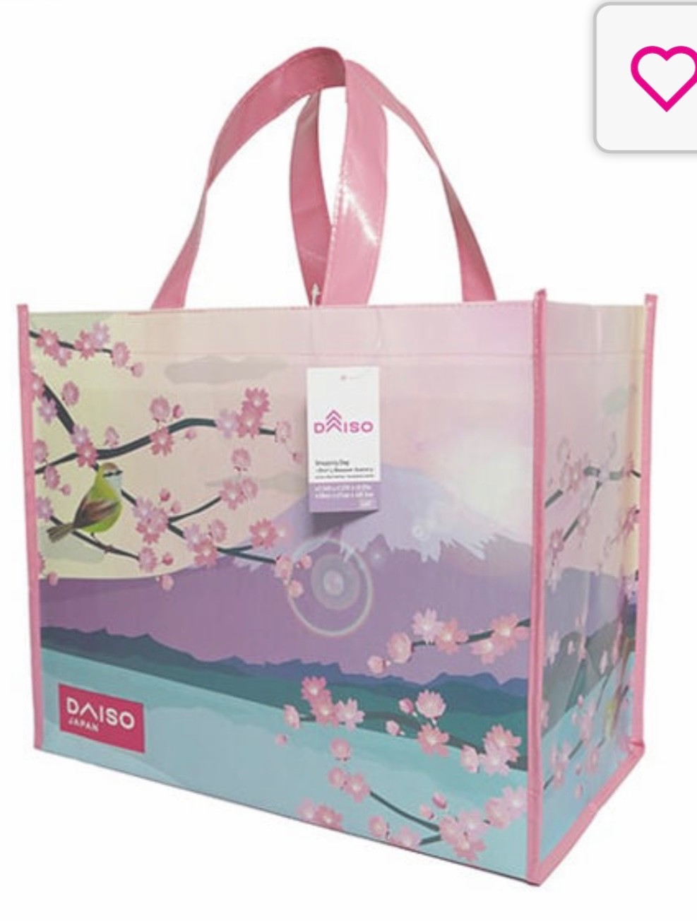 Lot of 8 Daiso Japan Mt Fuji Cherry Blossom Reusable Shopping Tote Bag 15x12x8