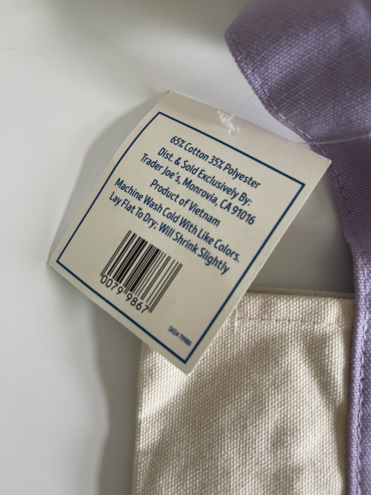 Trader Joe’s Mini Pastel Canvas Tote Bag Foldable Color Block Beige Purple