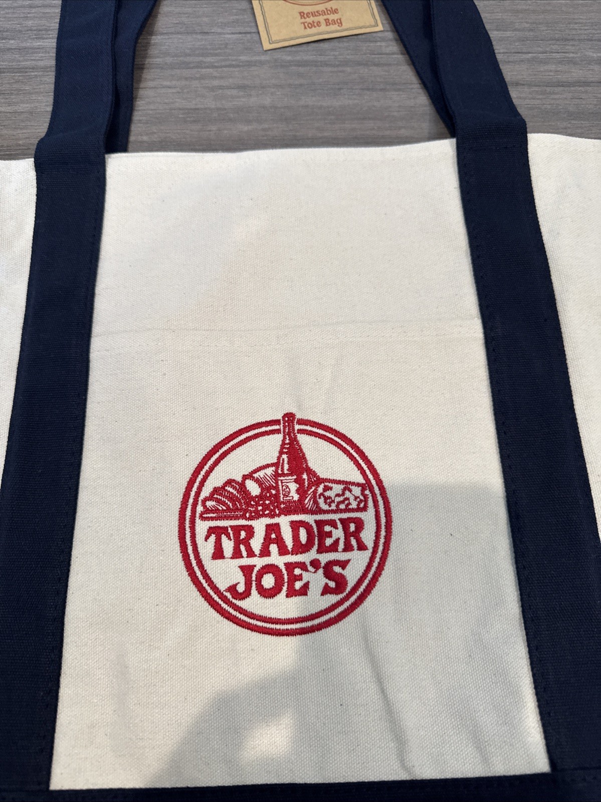 Trader Joe’s Bag Canvas Reusable Heavy Duty Basic Style Shopping Navy Large