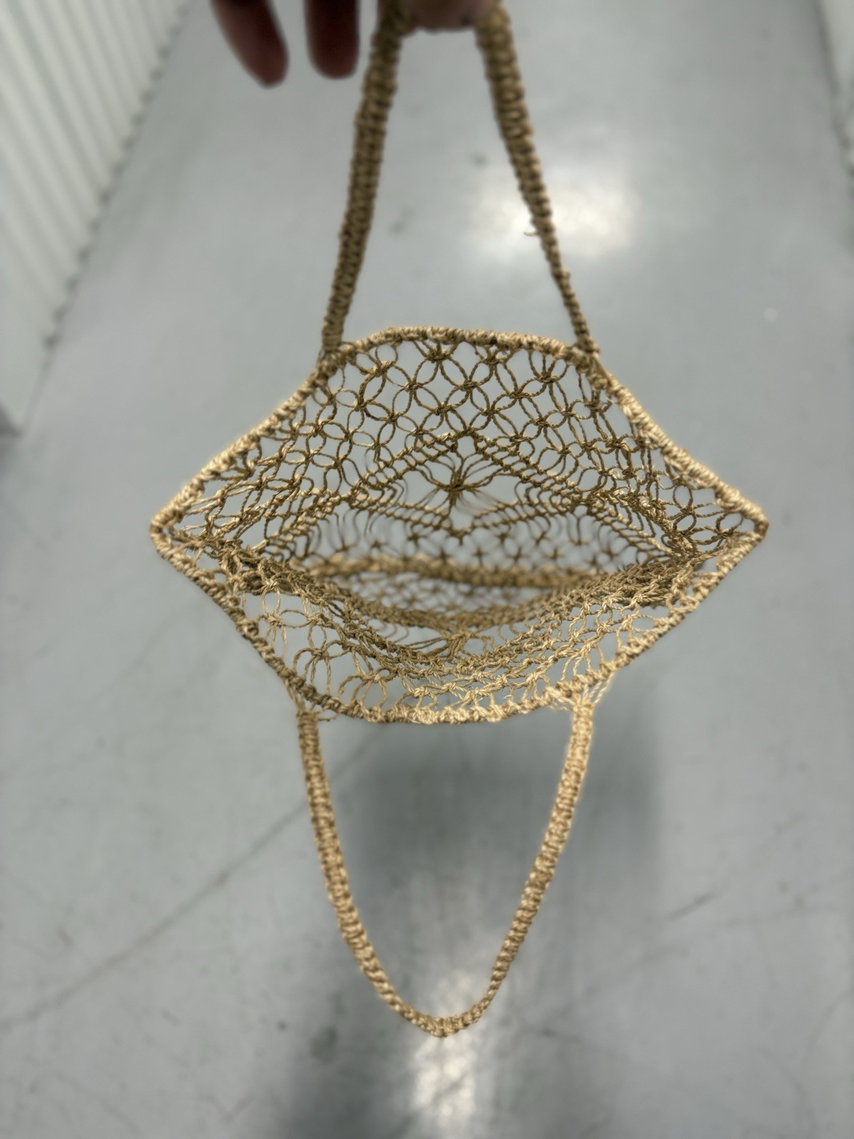 Beige String Mesh Foldable Bag for Decor or Eco- Smart Use