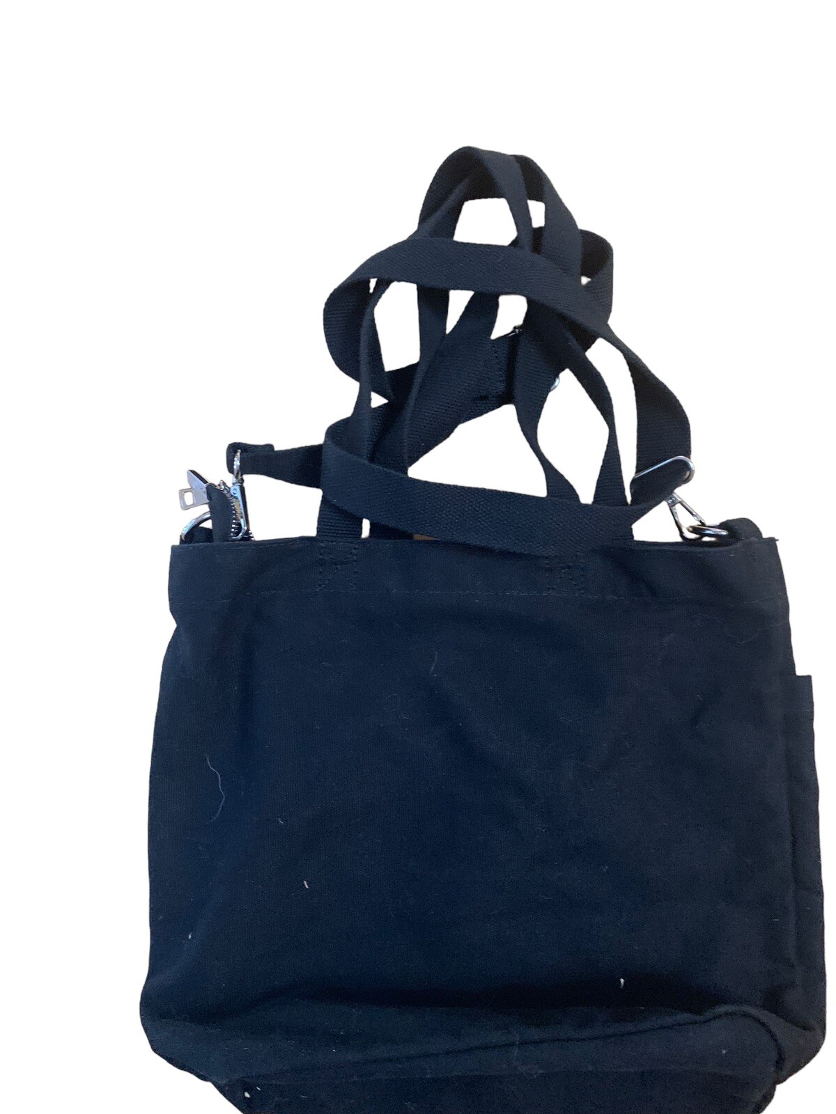 Iswee Shopping Canvas Tote Bag Shoulder Carrying Case Black Cross Body 12″ x 12″