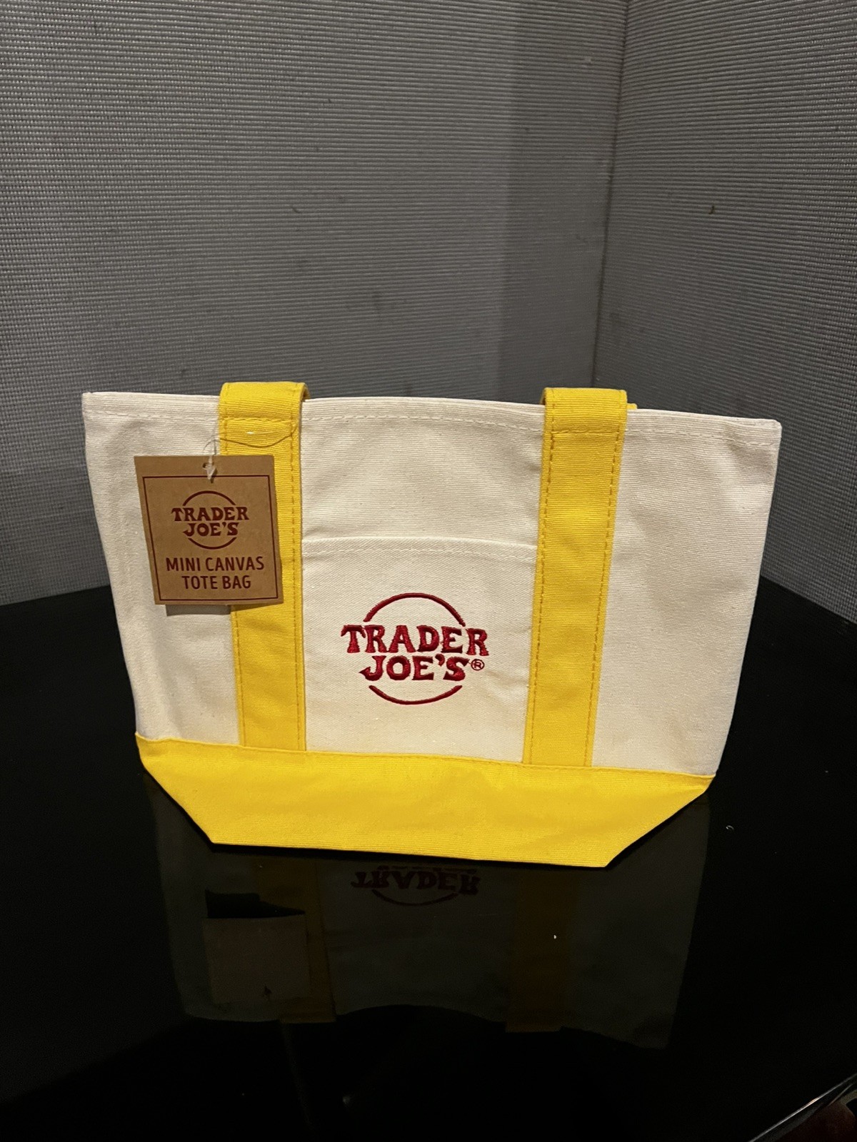 Trader Joe’s Mini Pastel Canvas Tote Bag Set Of 4 Red Blue Green Yellow