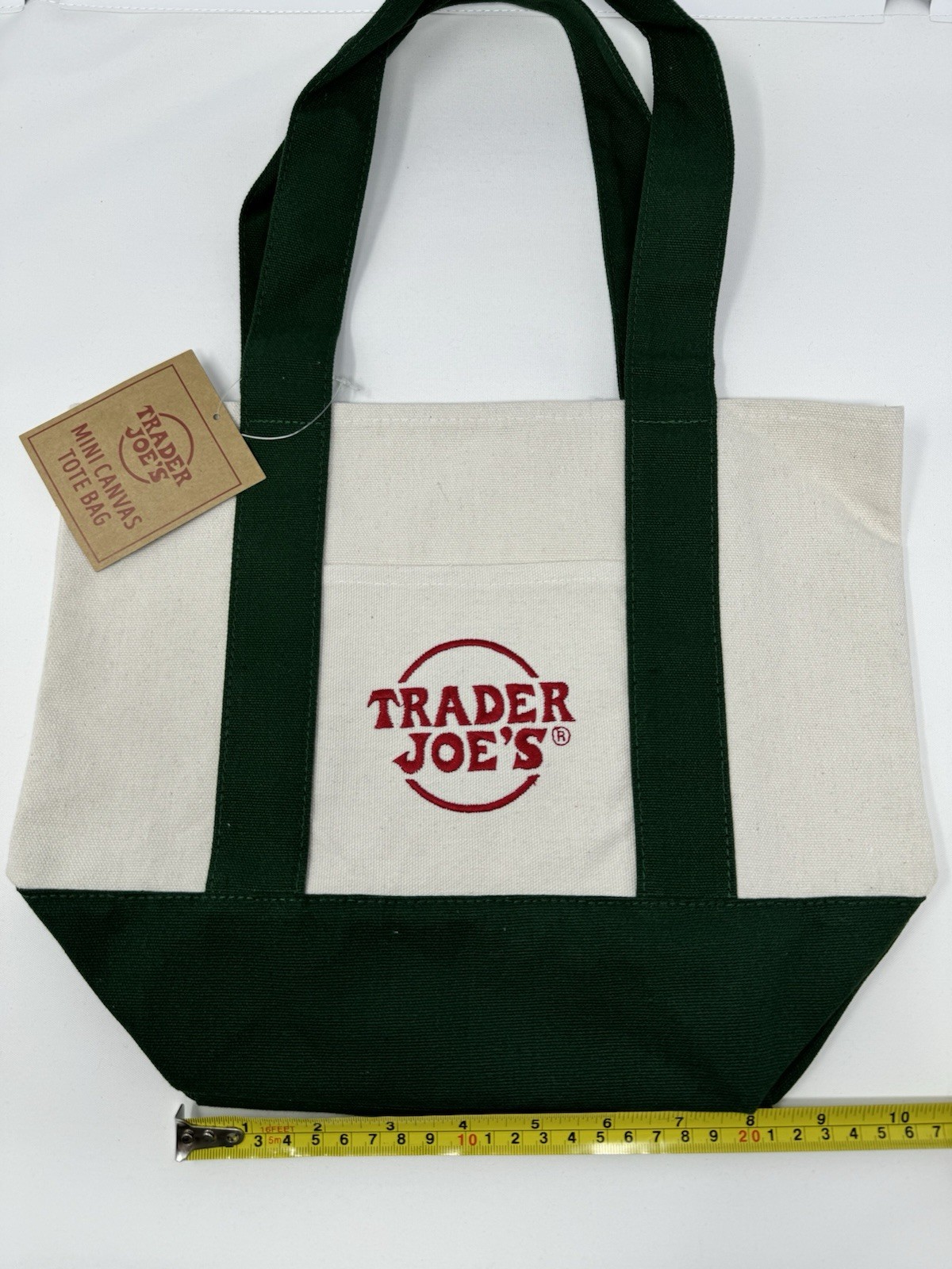 TRADER JOE’S HUNTER GREEN MINI CANVAS TOTE BAG NWT FREE GIFT 🎁 FAST SHIPPING