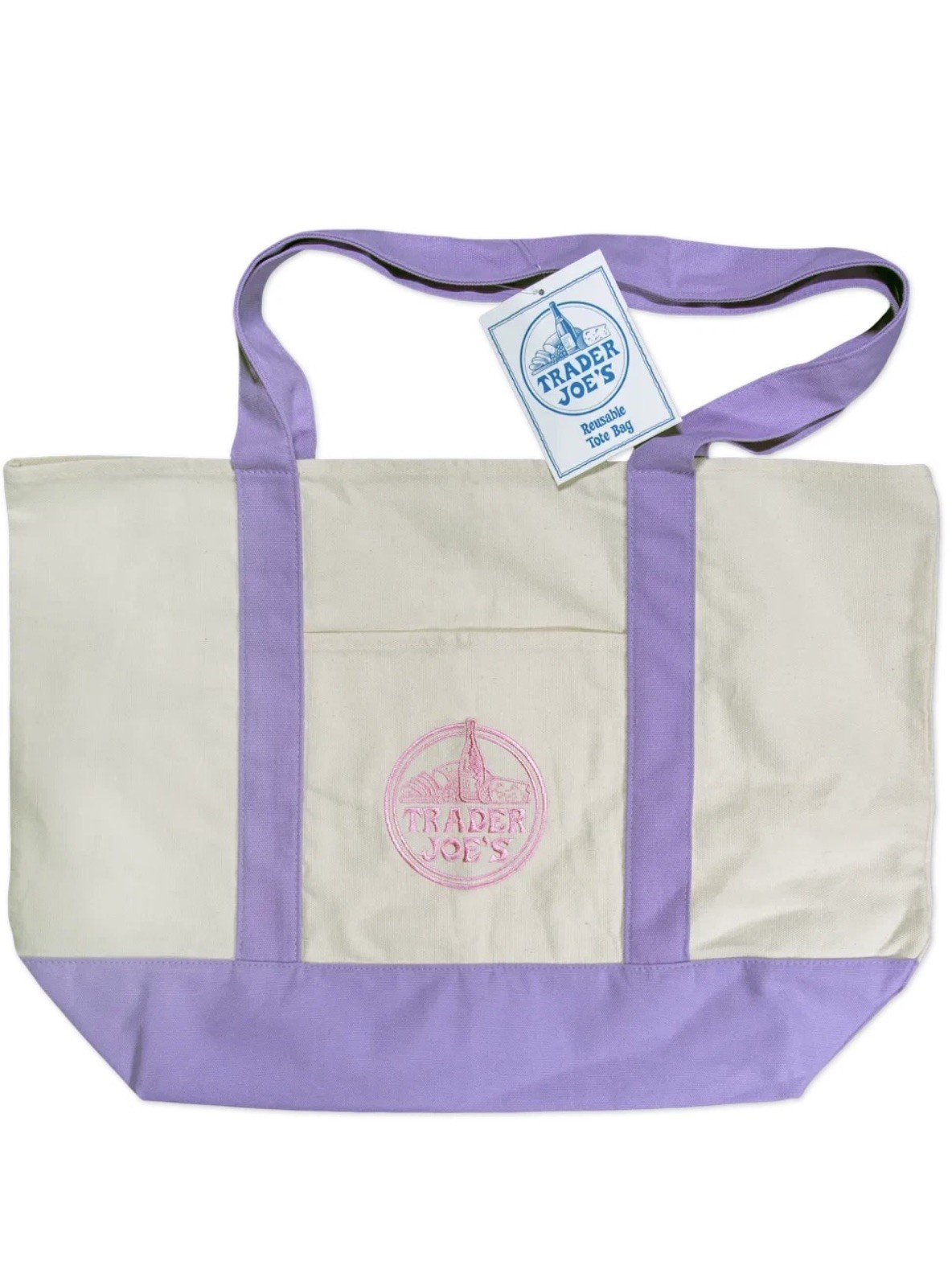 Trader Joe’s Canvas Limited Release Tote Shopping Bag LARGE Lavender – NWT