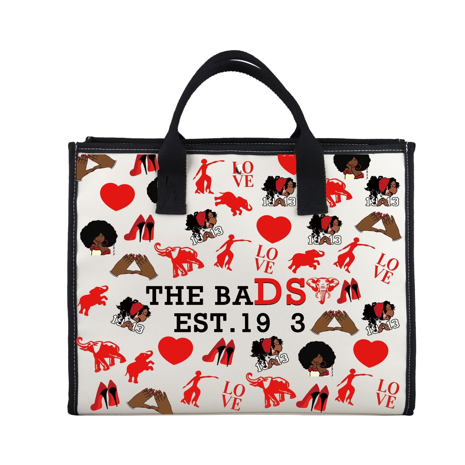 Red Sorority Tote Bag Red Elephant Gift The baDST EST Canvas Shopping Bag for…