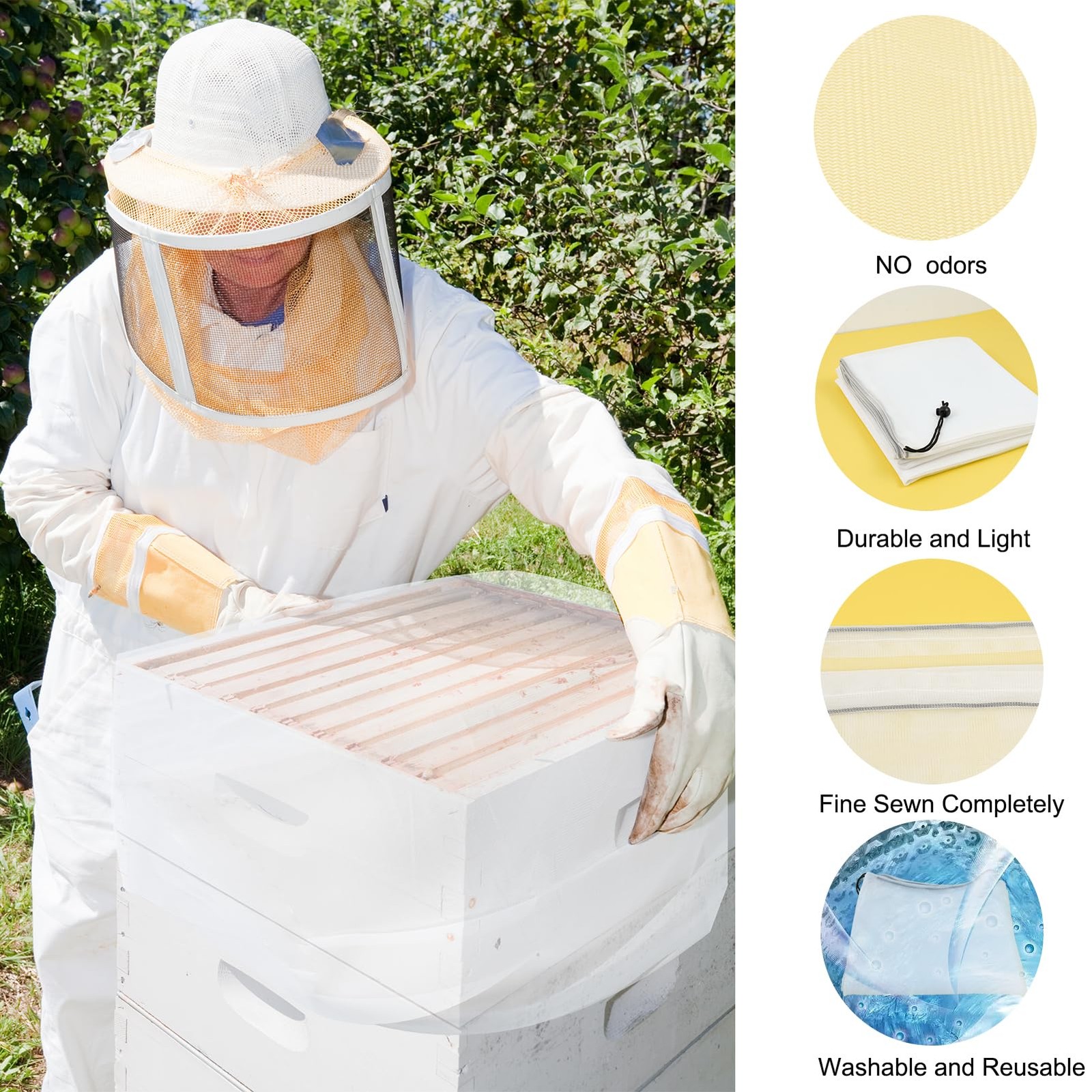 2 Pack Beehive Mesh Transport Bag, 35 × 37 Inch Breathable Bee Hive White-2