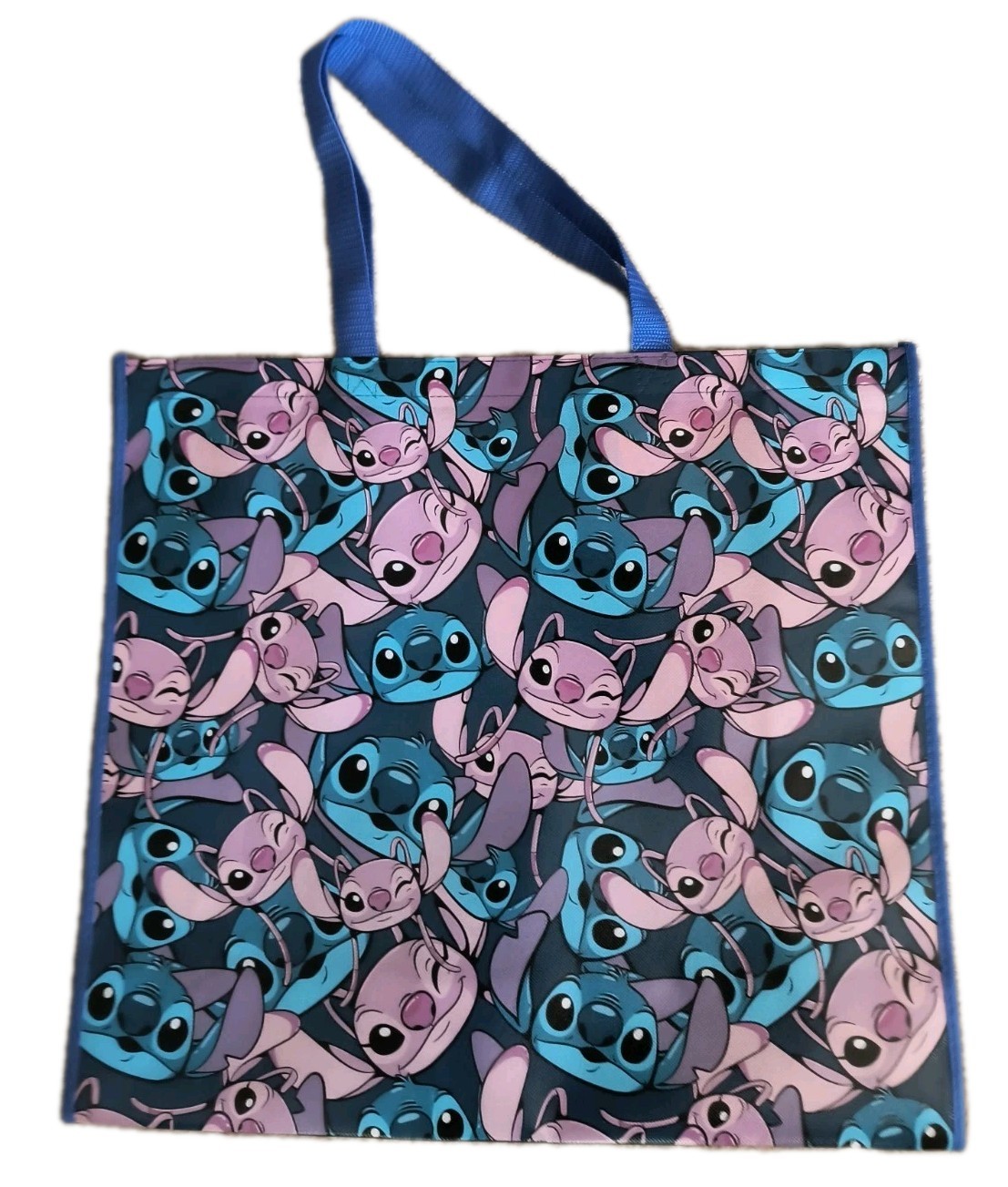 Disney STITCH & ANGEL Reusable Blue Jumbo Shopping Gift Bag with Handle🆕🆓Ship!