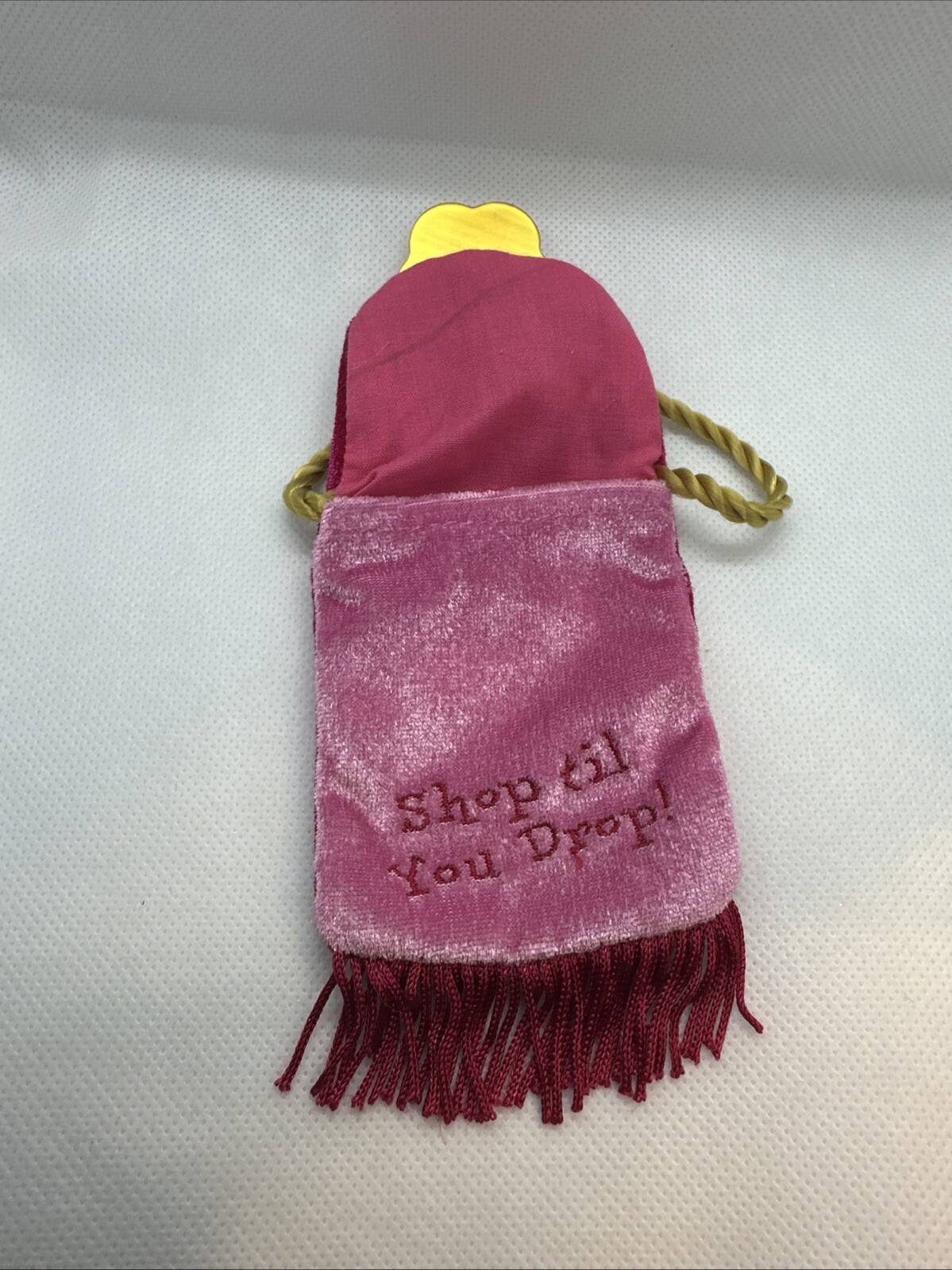 Shop Till You Drop Pink Coin Purse 3” By 2.5” – 4.5” To Center Of Strap.