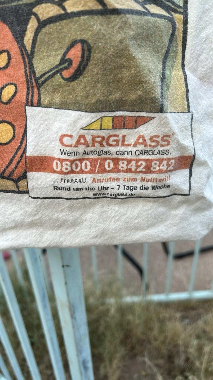 Vintage German Carglass Cartoon Print Canvas Tote Bag